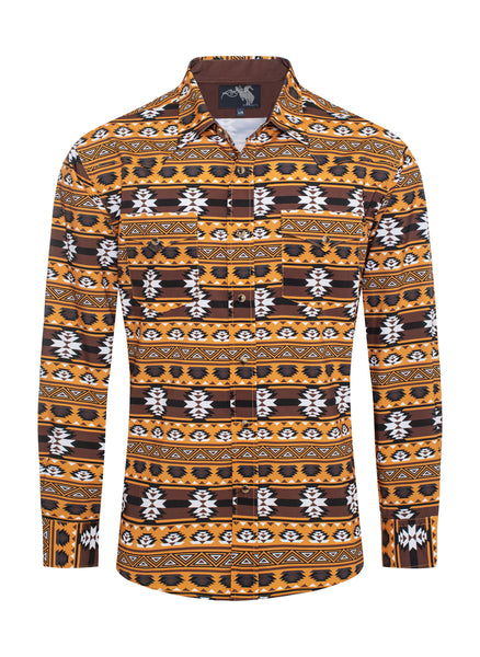 Men's Western Pearl Snap Aztec Print Shirt-MPS110L-117 – Rodeo