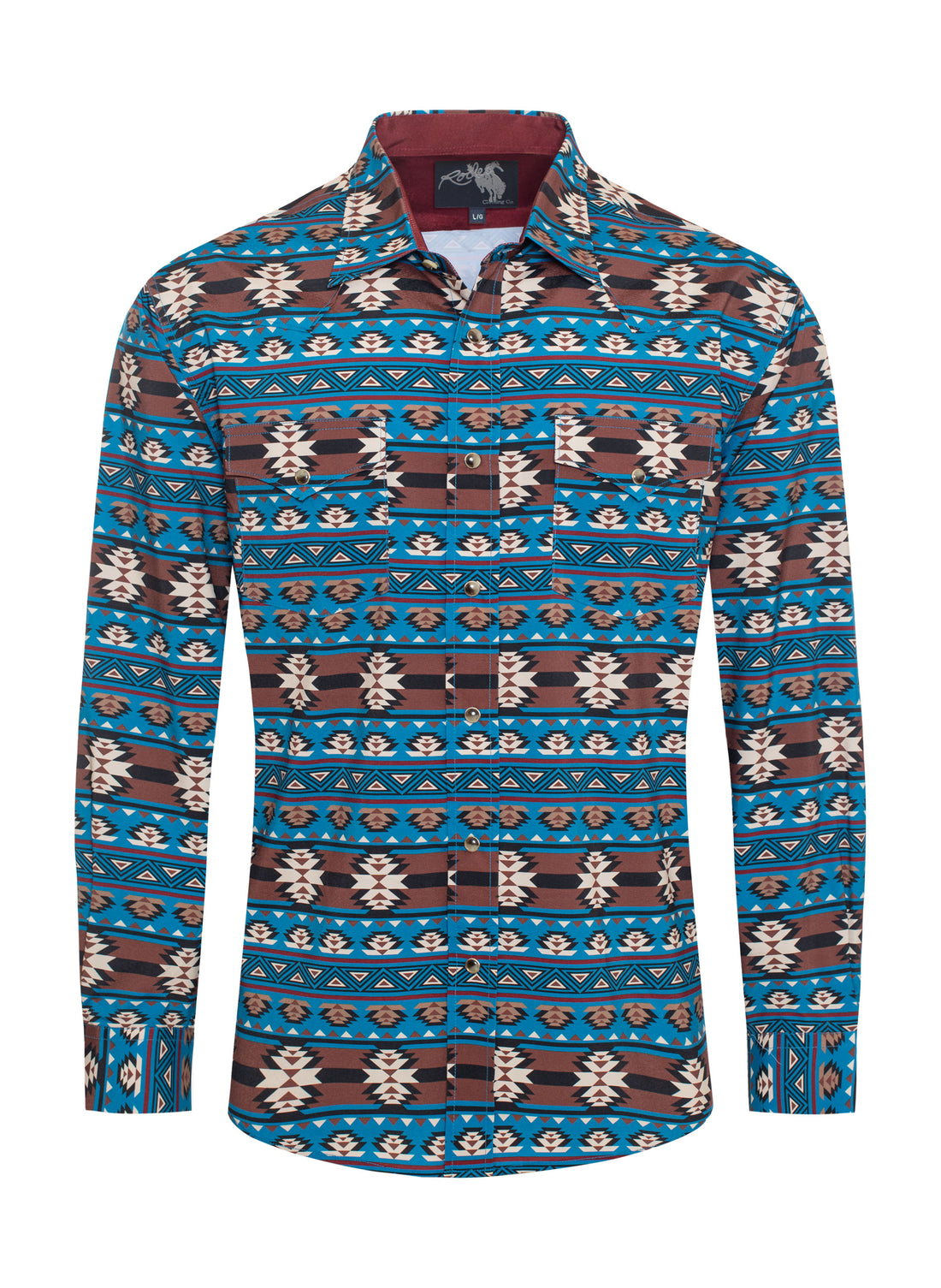 Men's Western Pearl Snap Aztec Print Shirt-MPS110L-118 - Rodeo Clothing wholesale 
