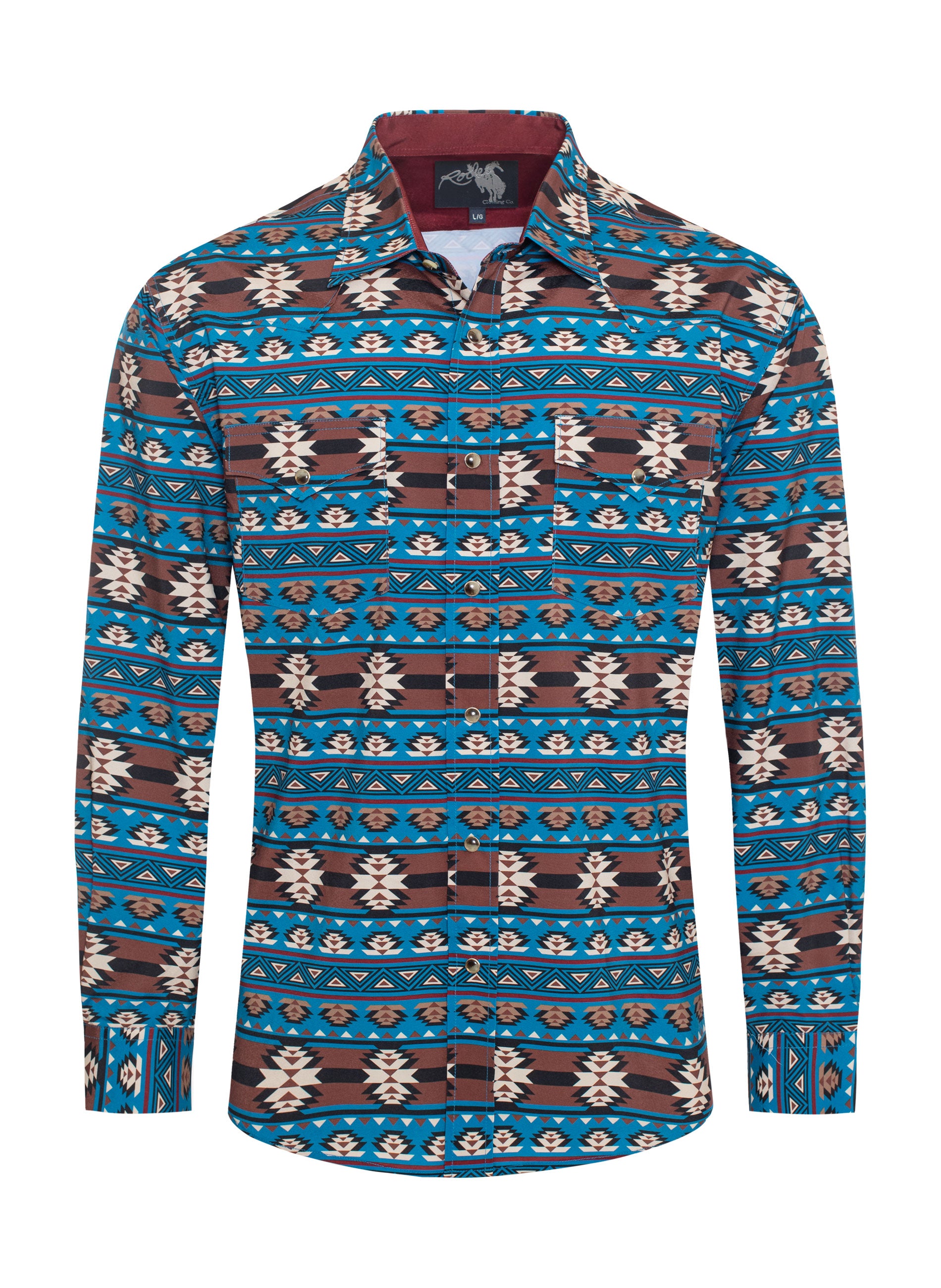 Men's Western Pearl Snap Aztec Print Shirt-MPS110L-118 - Rodeo Clothing wholesale 