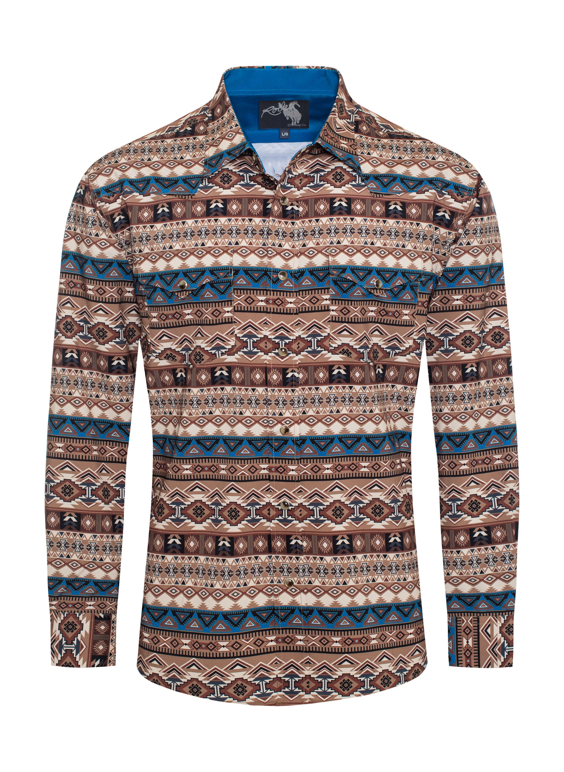 Men's Western Pearl Snap Aztec Print Shirt-MPS110L-119 - Rodeo Clothing wholesale 