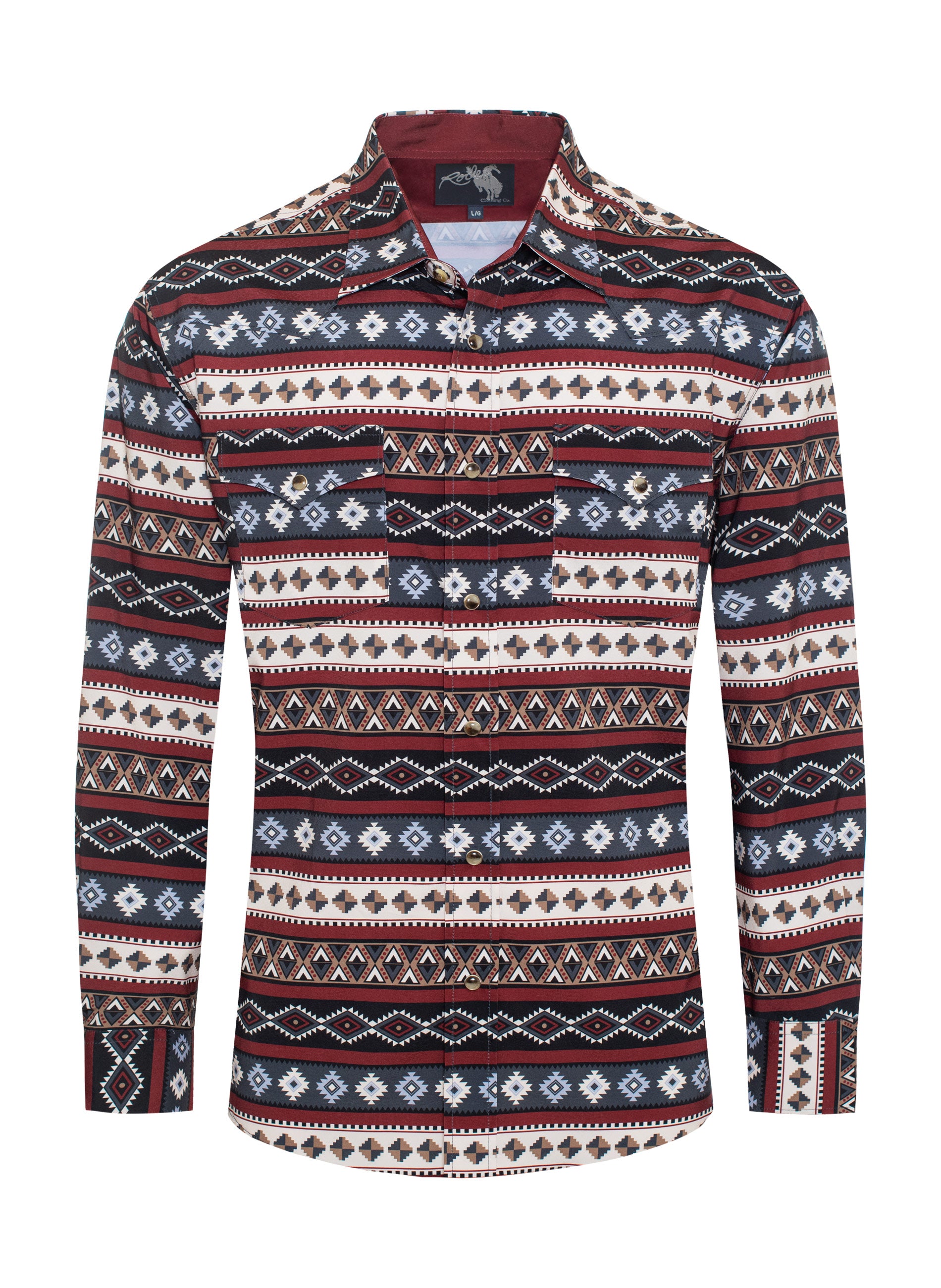 Men's Western Pearl Snap Aztec Print Shirt-MPS110L-122 - Rodeo Clothing wholesale 