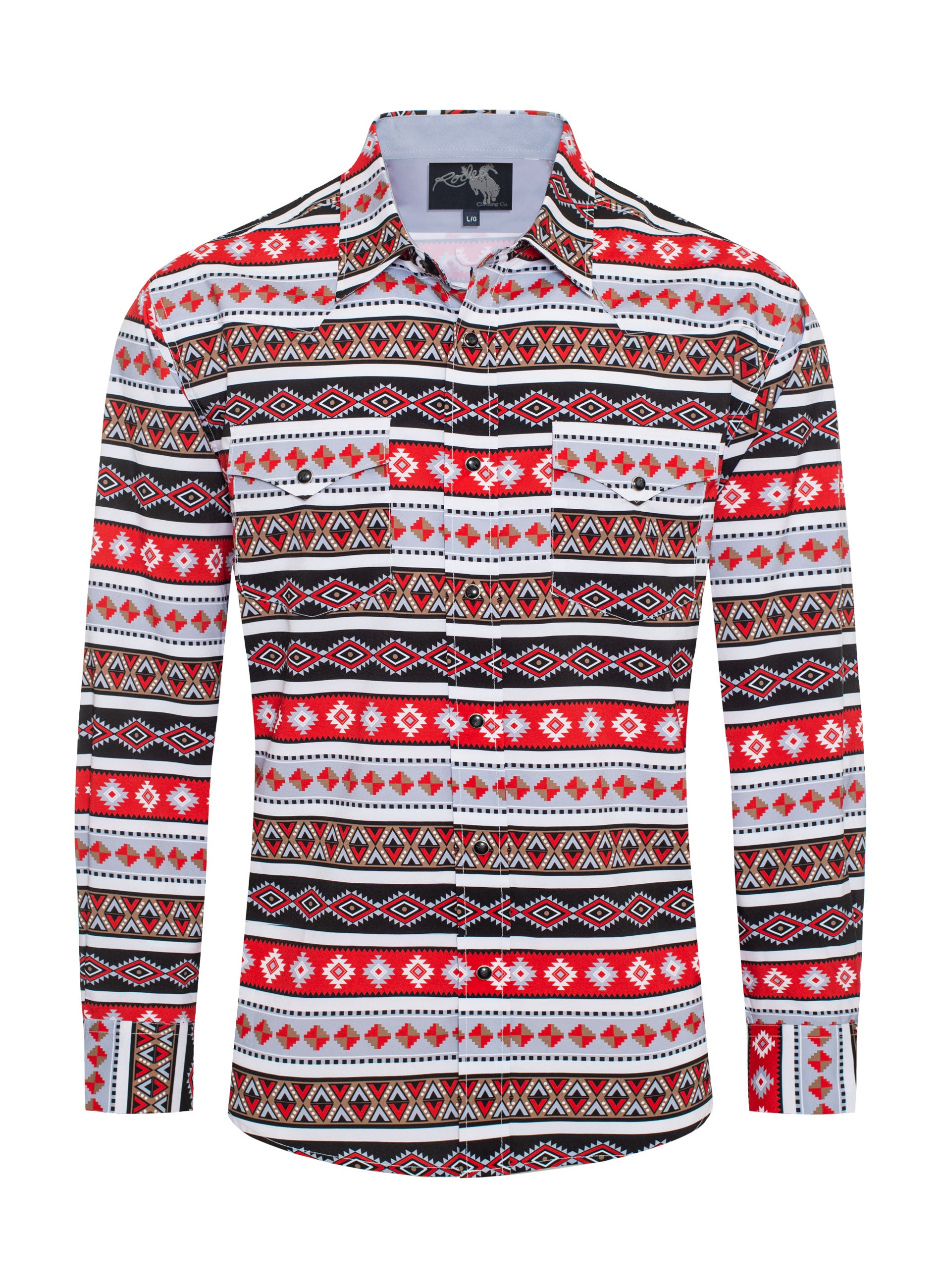 Men's Western Pearl Snap Aztec Print Shirt-MPS110L-123 - Rodeo Clothing wholesale 