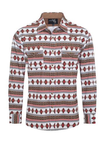 Men's Western Pearl Snap Aztec Print Shirt-MPS110L-125 - Rodeo Clothing wholesale 