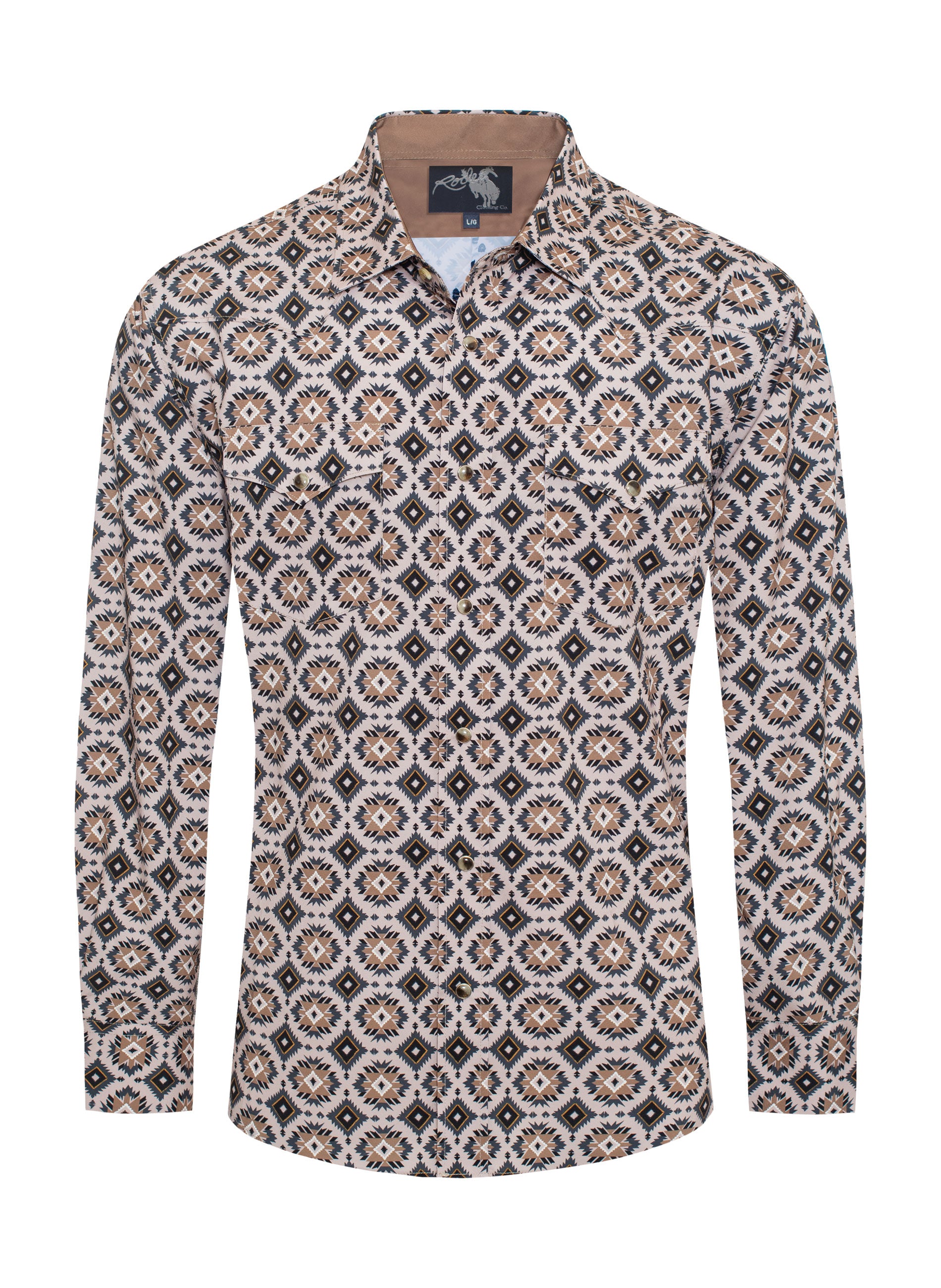 Men's Western Pearl Snap Aztec Print Shirt-MPS110L-120 - Rodeo Clothing wholesale 