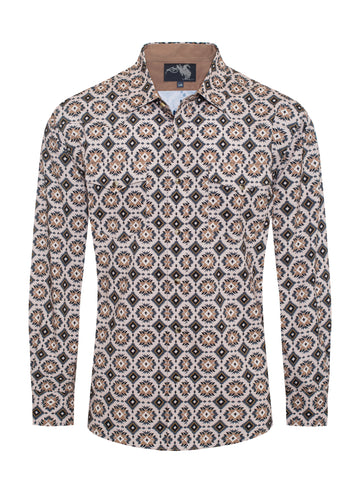 Men's Western Pearl Snap Aztec Print Shirt-MPS110L-120 - Rodeo Clothing wholesale 