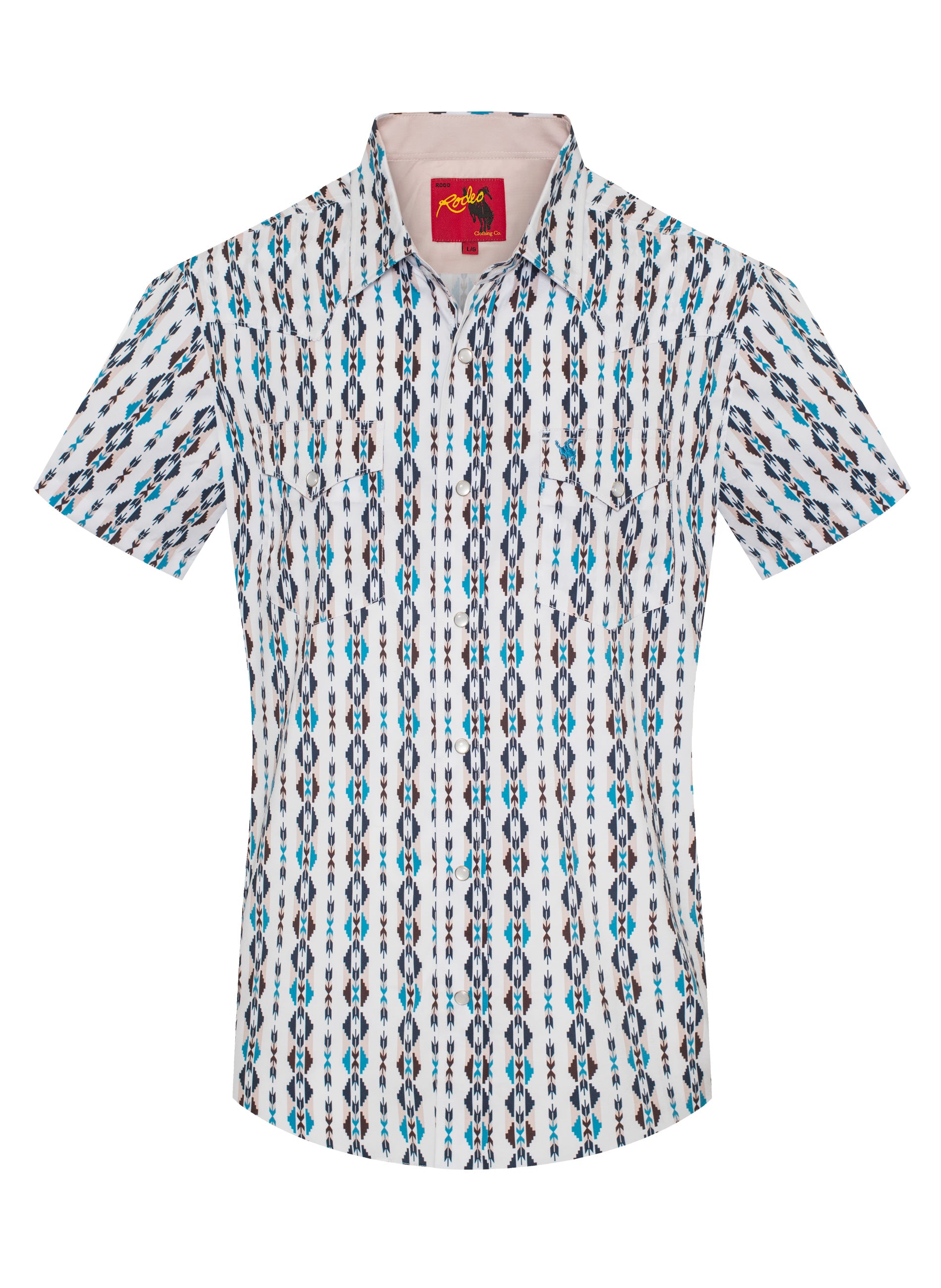 Men's Western Pearl Snap Aztec Print Shirt-MPS110S-1052