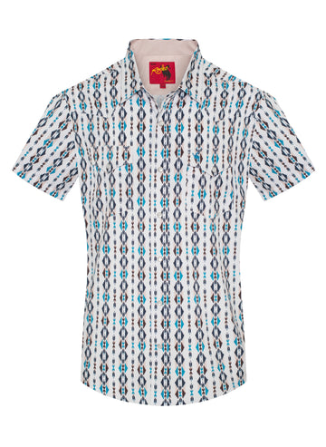 Men's Western Pearl Snap Aztec Print Shirt-MPS110S-1052