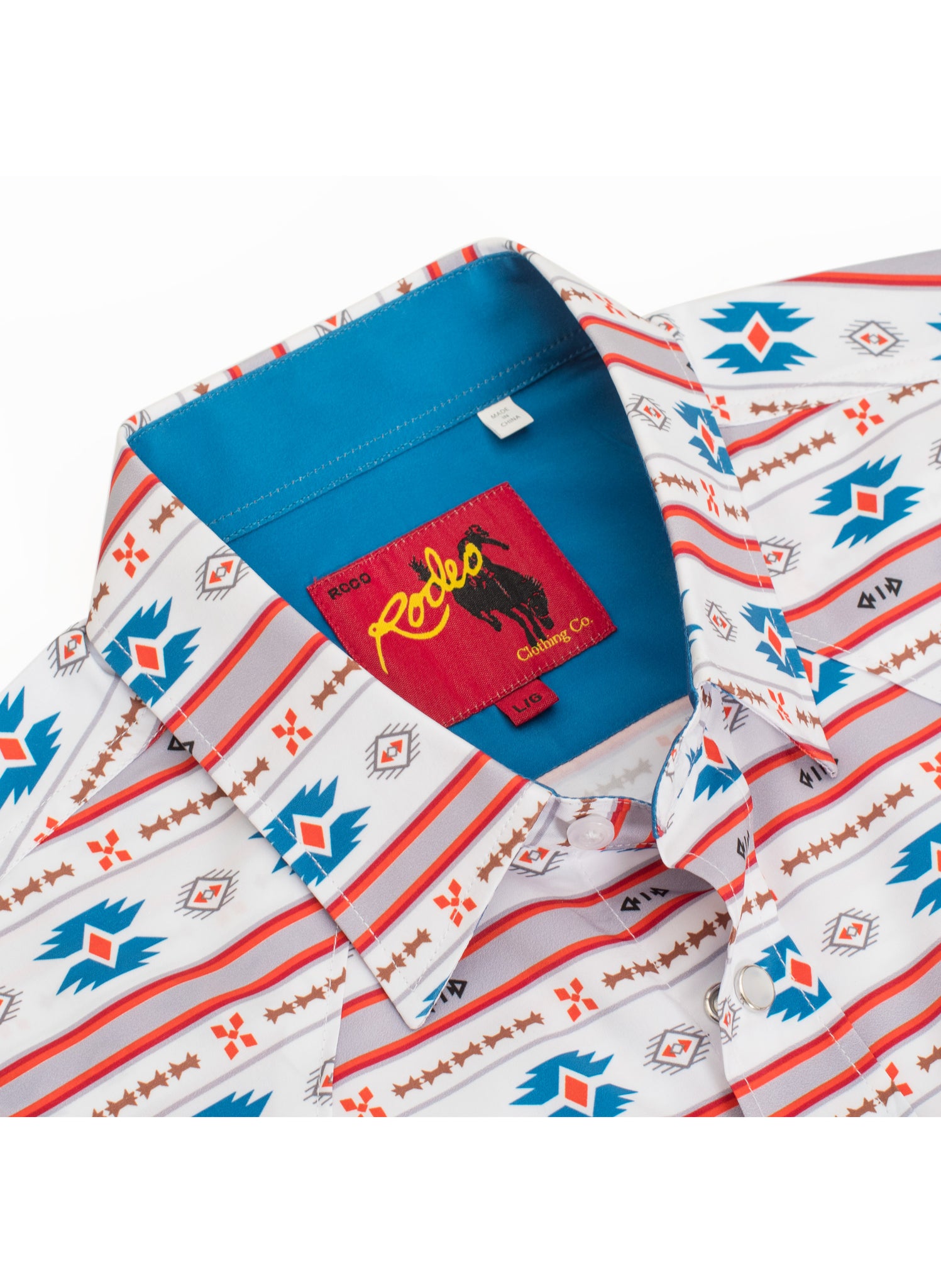 Men's Western Pearl Snap Aztec Print Shirt-MPS110S-1054