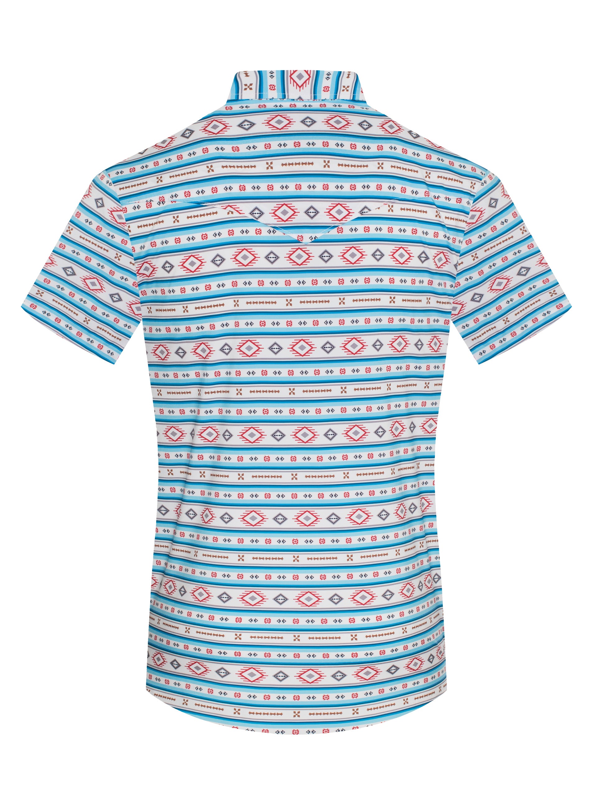 Men's Western Pearl Snap Aztec Print Shirt-MPS110S-1055