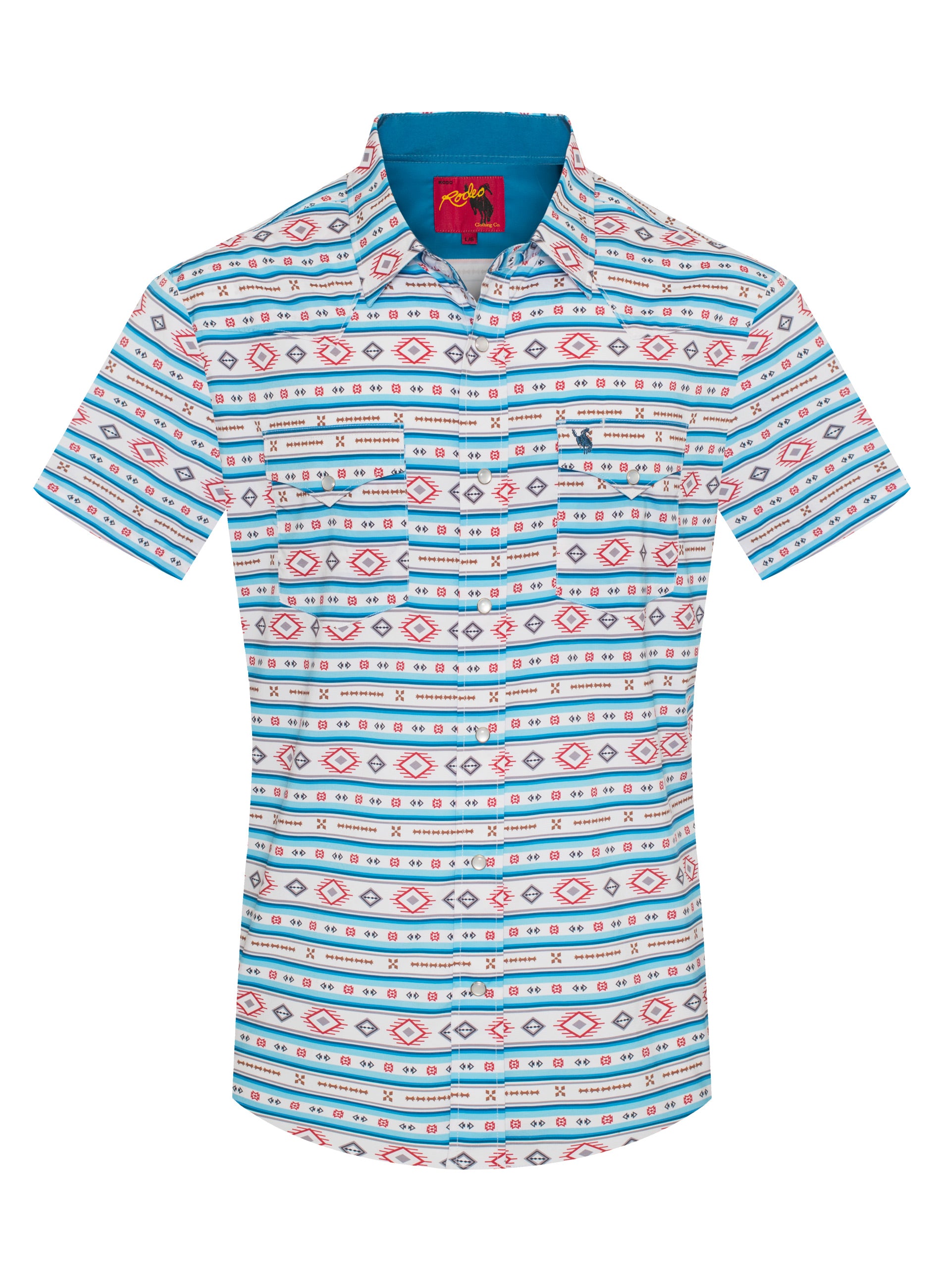 Men's Western Pearl Snap Aztec Print Shirt-MPS110S-1055