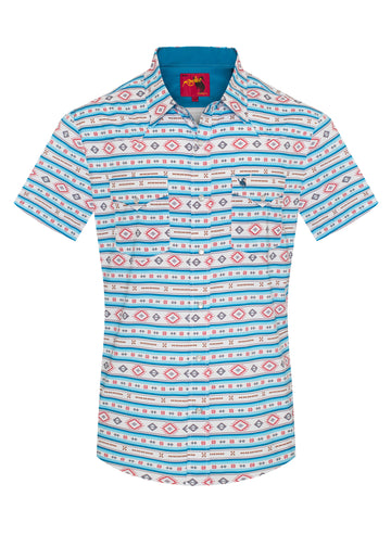 Men's Western Pearl Snap Aztec Print Shirt-MPS110S-1055