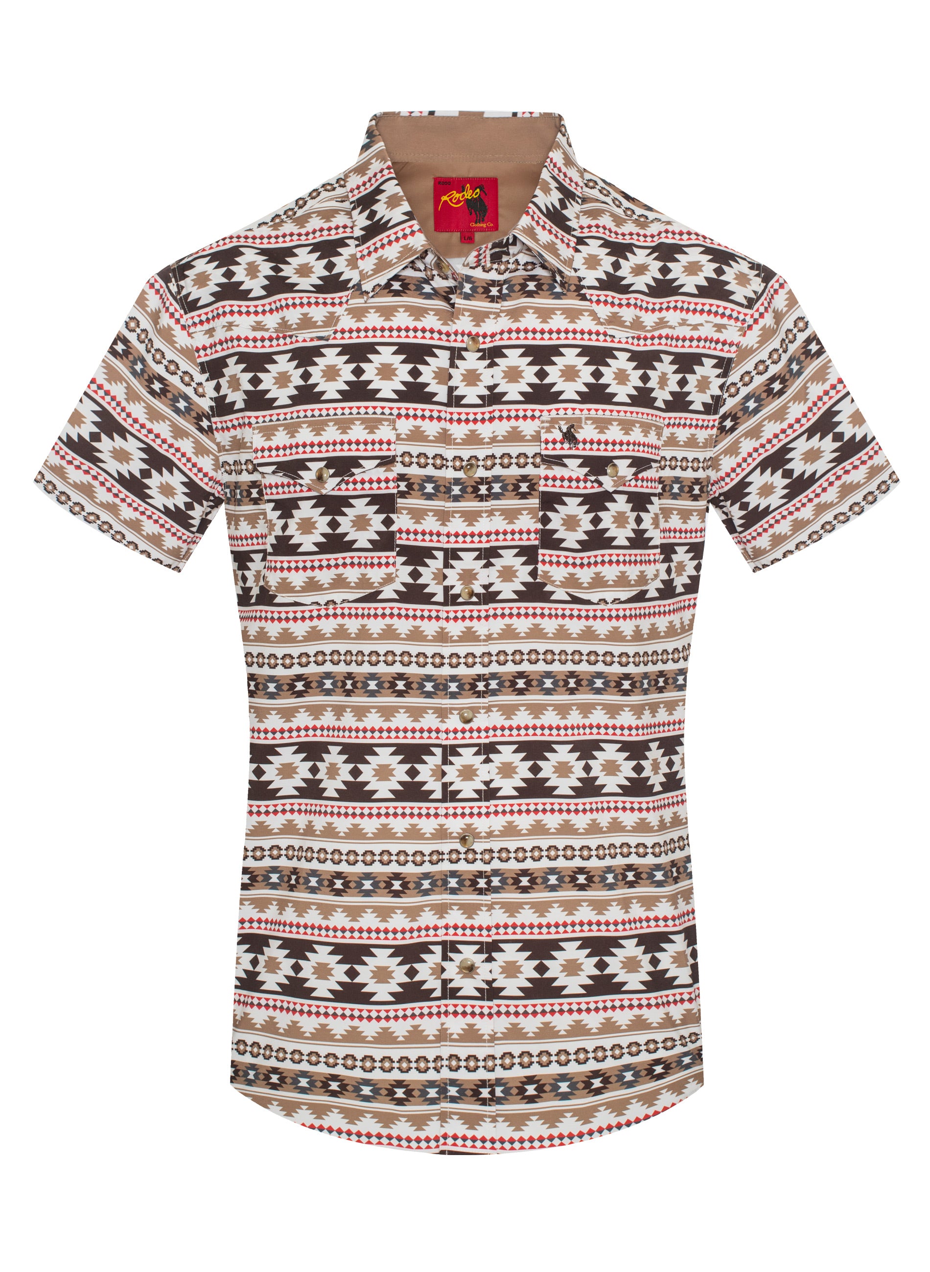 Men's Western Pearl Snap Aztec Print Shirt-MPS110S-1056