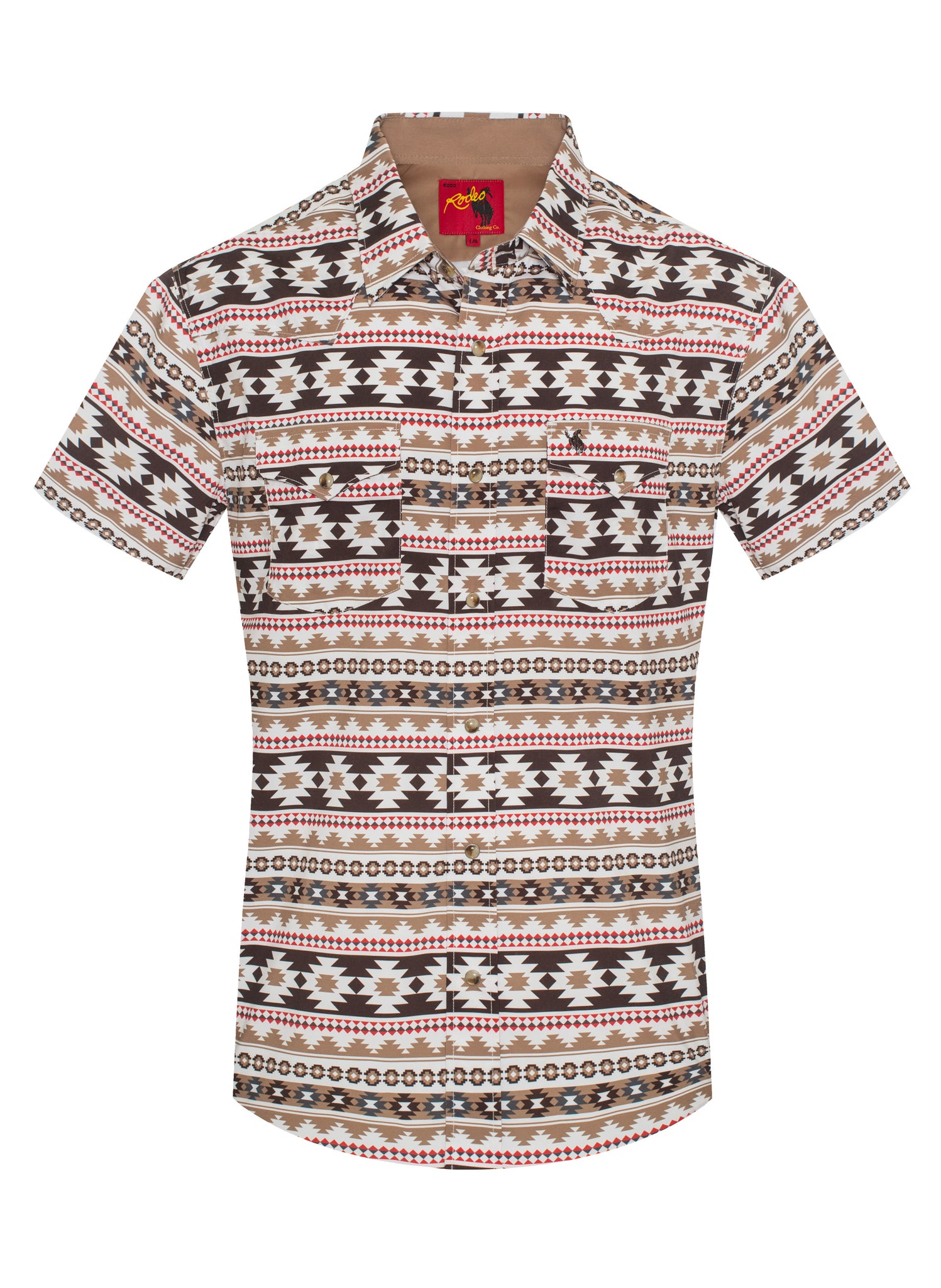 Men's Western Pearl Snap Aztec Print Shirt-MPS110S-1056