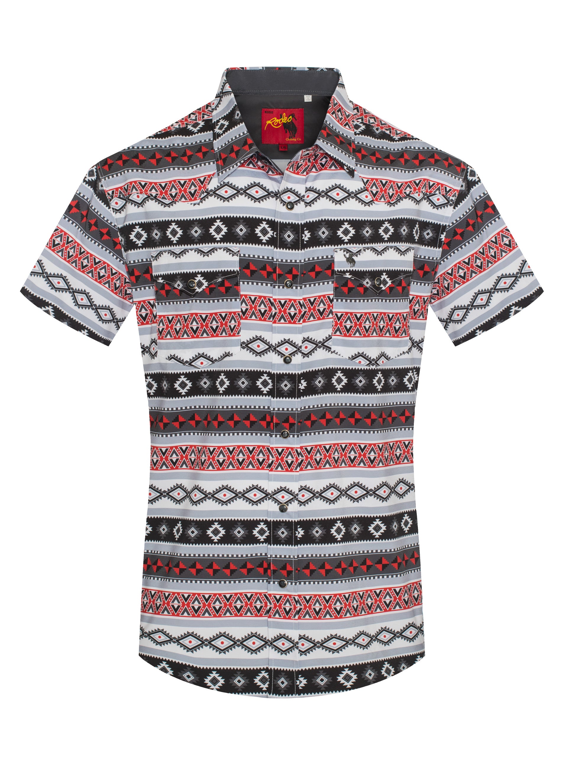 Men's Western Pearl Snap Aztec Print Shirt-MPS110S-1057