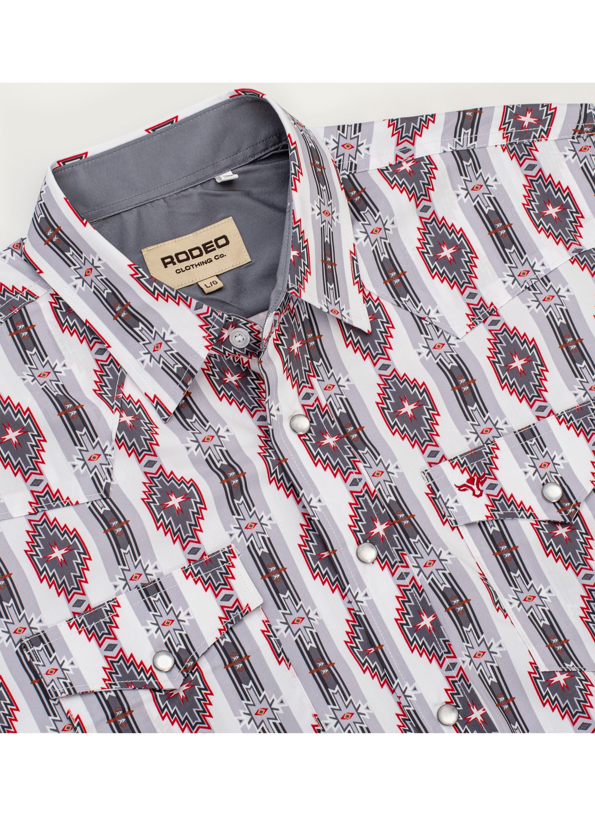 Men's Western Pearl Snap Aztec Print Shirt-MPS110S-1058