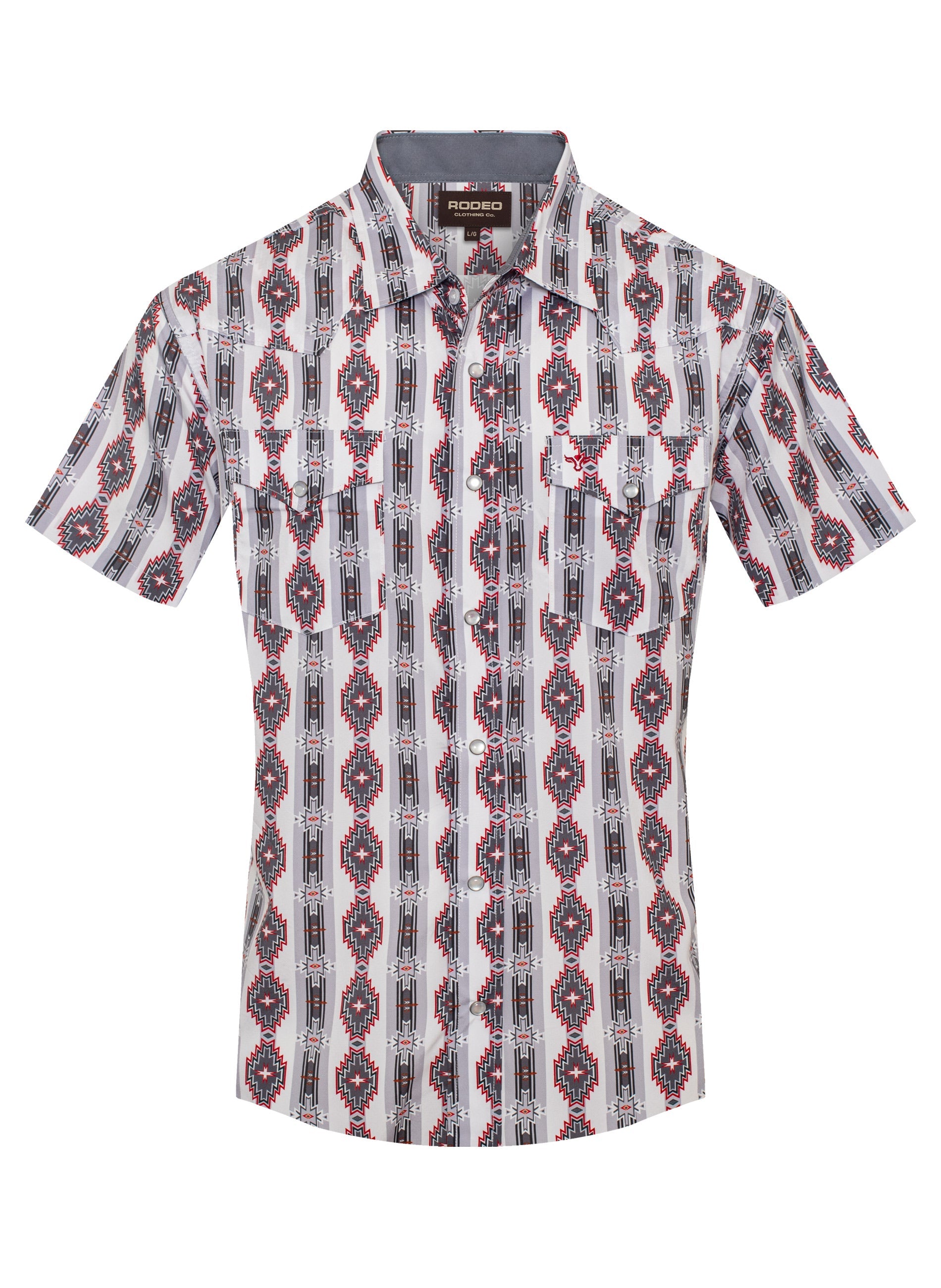 Men's Western Pearl Snap Aztec Print Shirt-MPS110S-1058