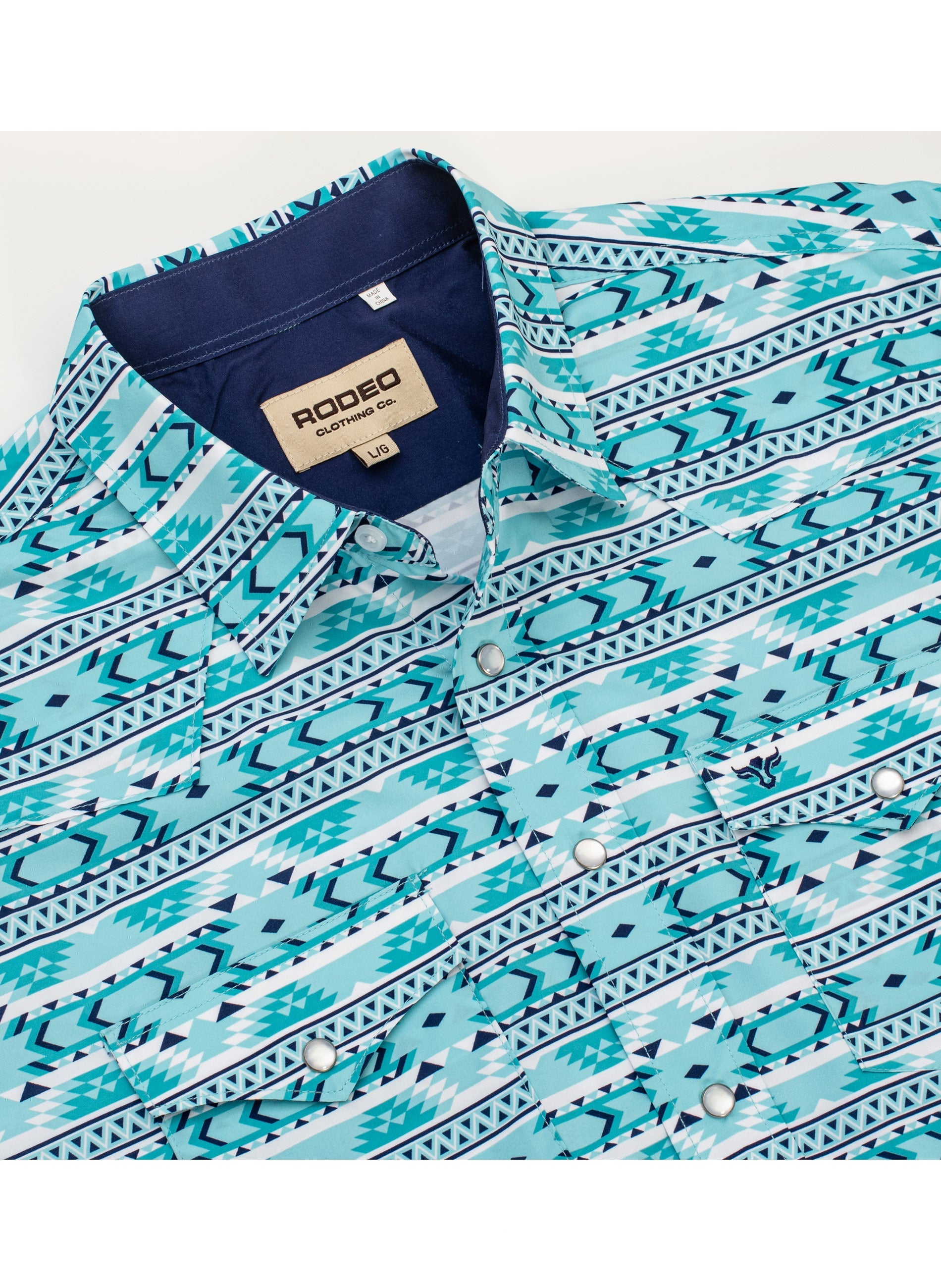 Men's Western Pearl Snap Aztec Print Shirt-MPS110S-1125