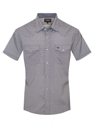 Men's Western Pearl Snap Aztec Print Shirt-MPS110S-1138
