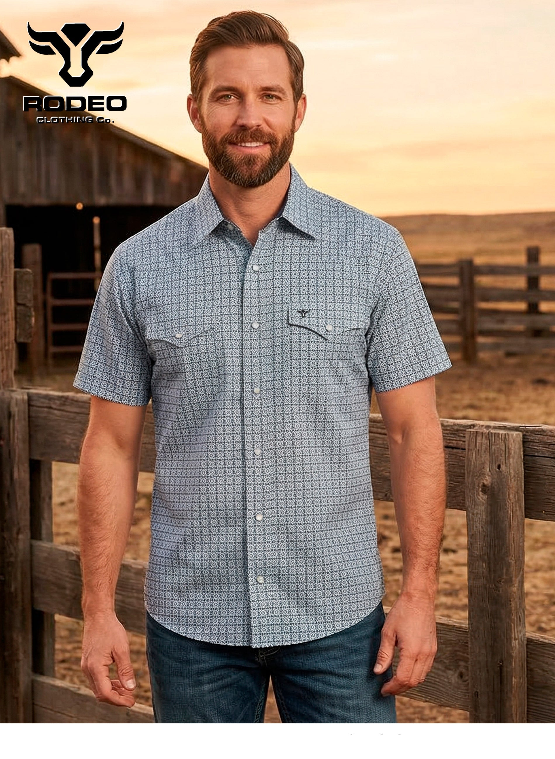 Men's Western Pearl Snap Aztec Print Shirt-MPS110S-1139