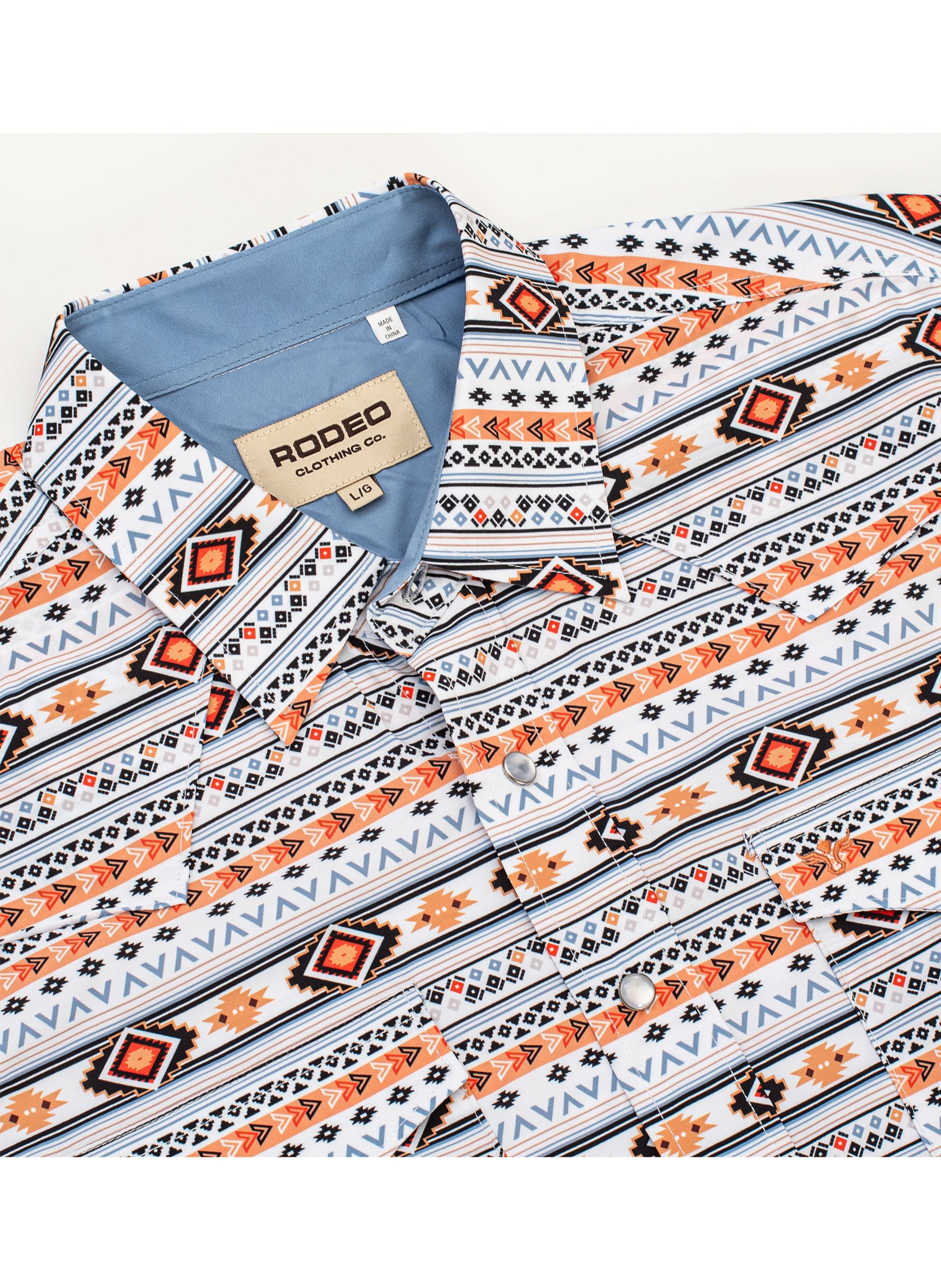 Men's Western Pearl Snap Aztec Print Shirt-MPS110S-1140