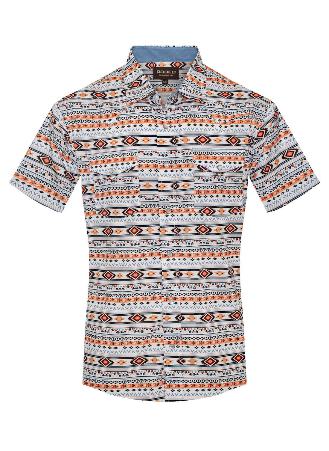 Short-sleeve shirt with a pattern on a white background