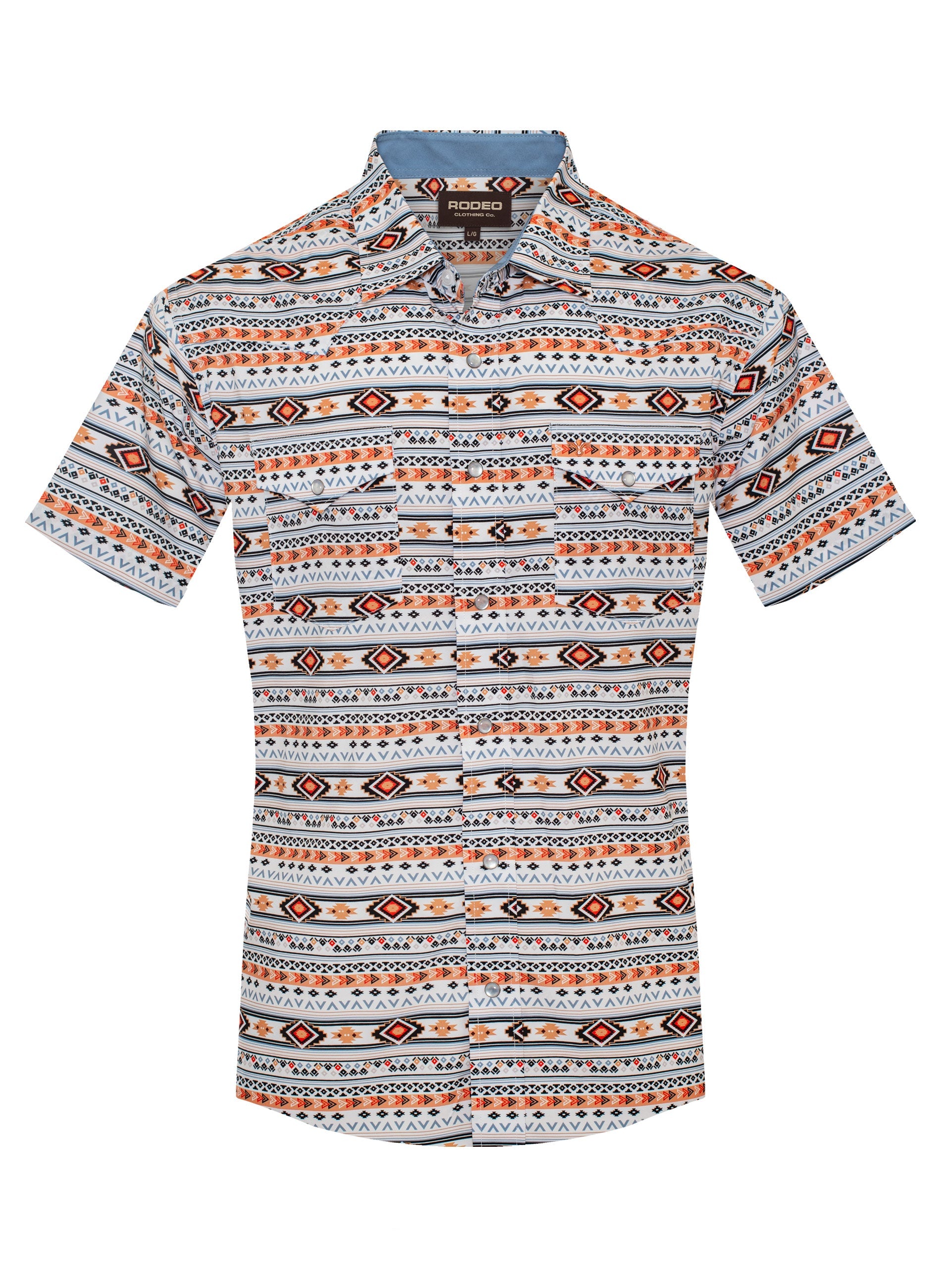 Short-sleeve shirt with a pattern on a white background