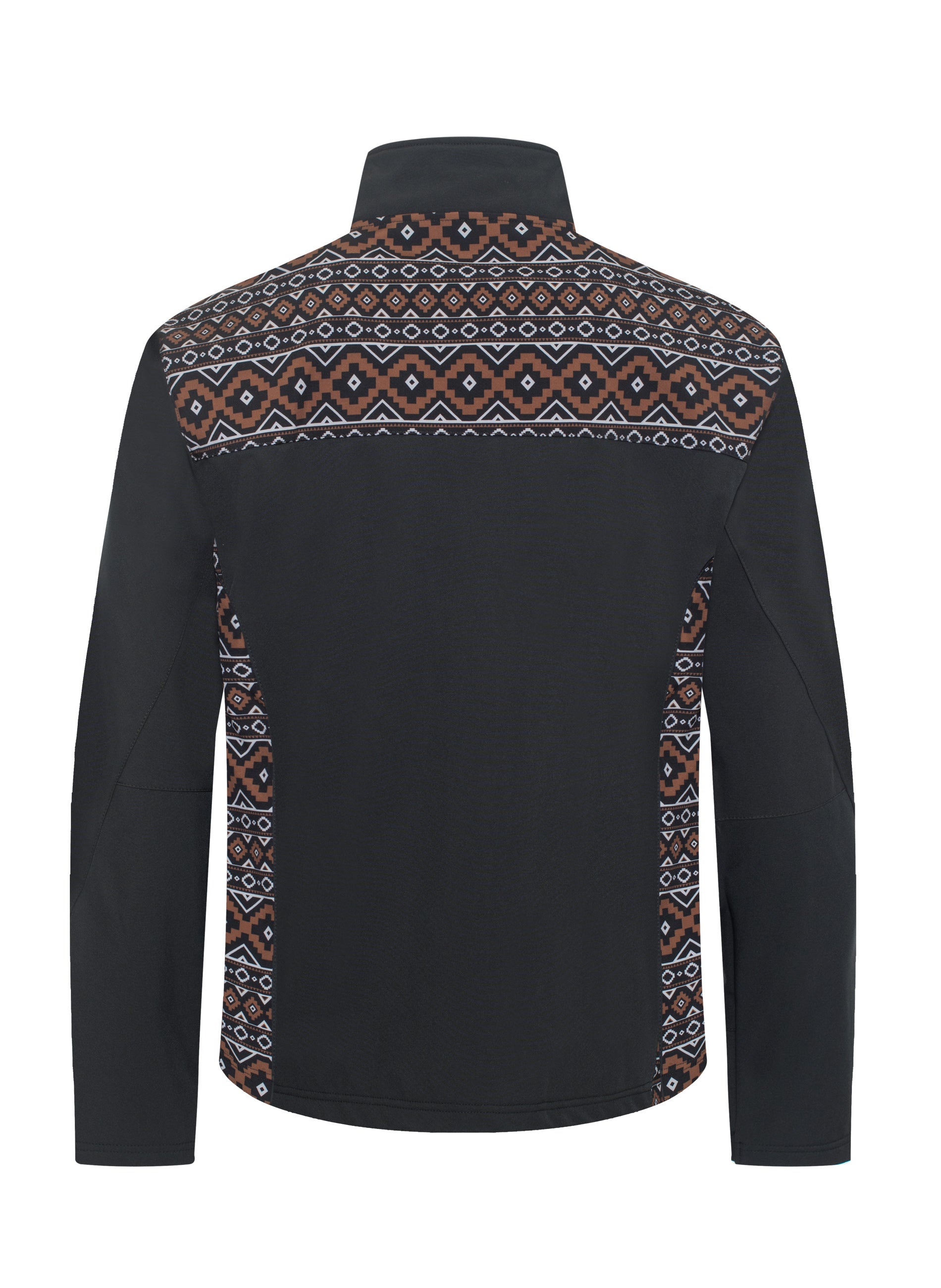 Men's Soft Shell Bonded Jacket With Western Aztec Print-NJ650EMB-AZ-BLK-BROWN - Rodeo Clothing wholesale 