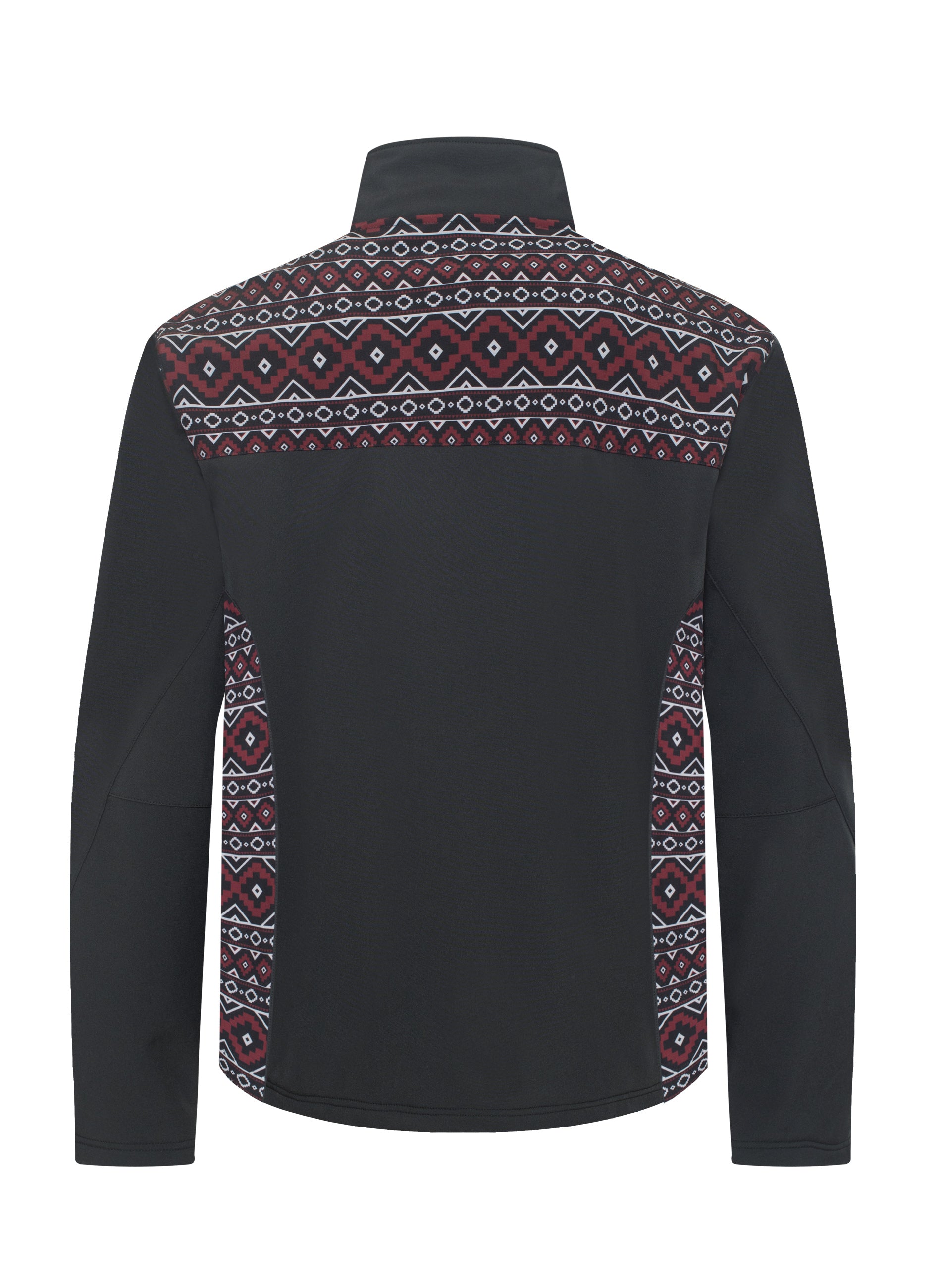 Men's Soft Shell Bonded Jacket With Western Aztec Print-NJ650EMB-AZ-BLK-BURG - Rodeo Clothing wholesale 