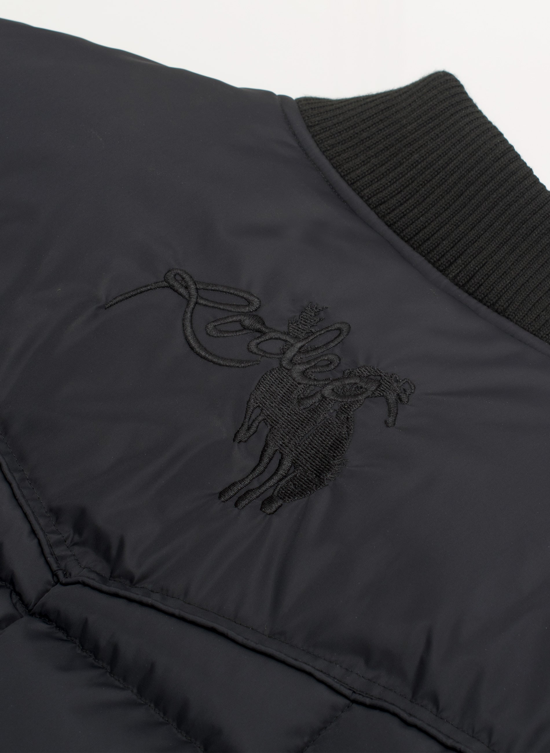 Men's Nylon Quilted Puffer Jacket with Embroidery-NJ629/EMB-Black - Rodeo Clothing wholesale 