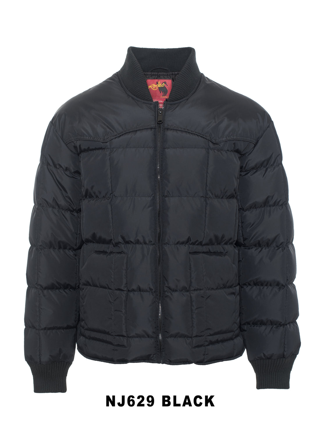 Men's Nylon Quilted Puffer Jacket with Embroidery-NJ629/EMB-Black - Rodeo Clothing wholesale 