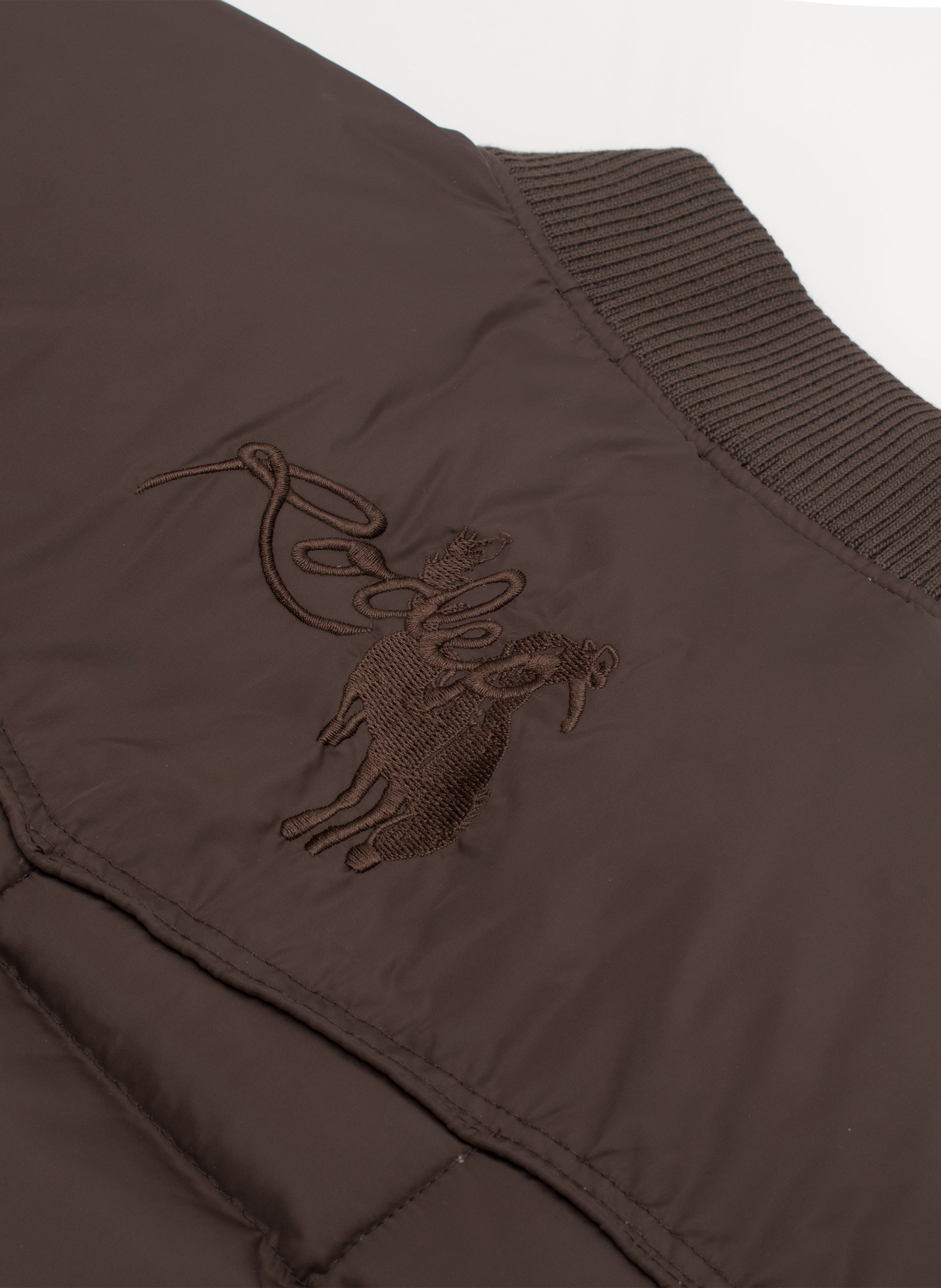 Men's Nylon Quilted Puffer Jacket with Embroidery-NJ629/EMB-Brown - Rodeo Clothing wholesale 