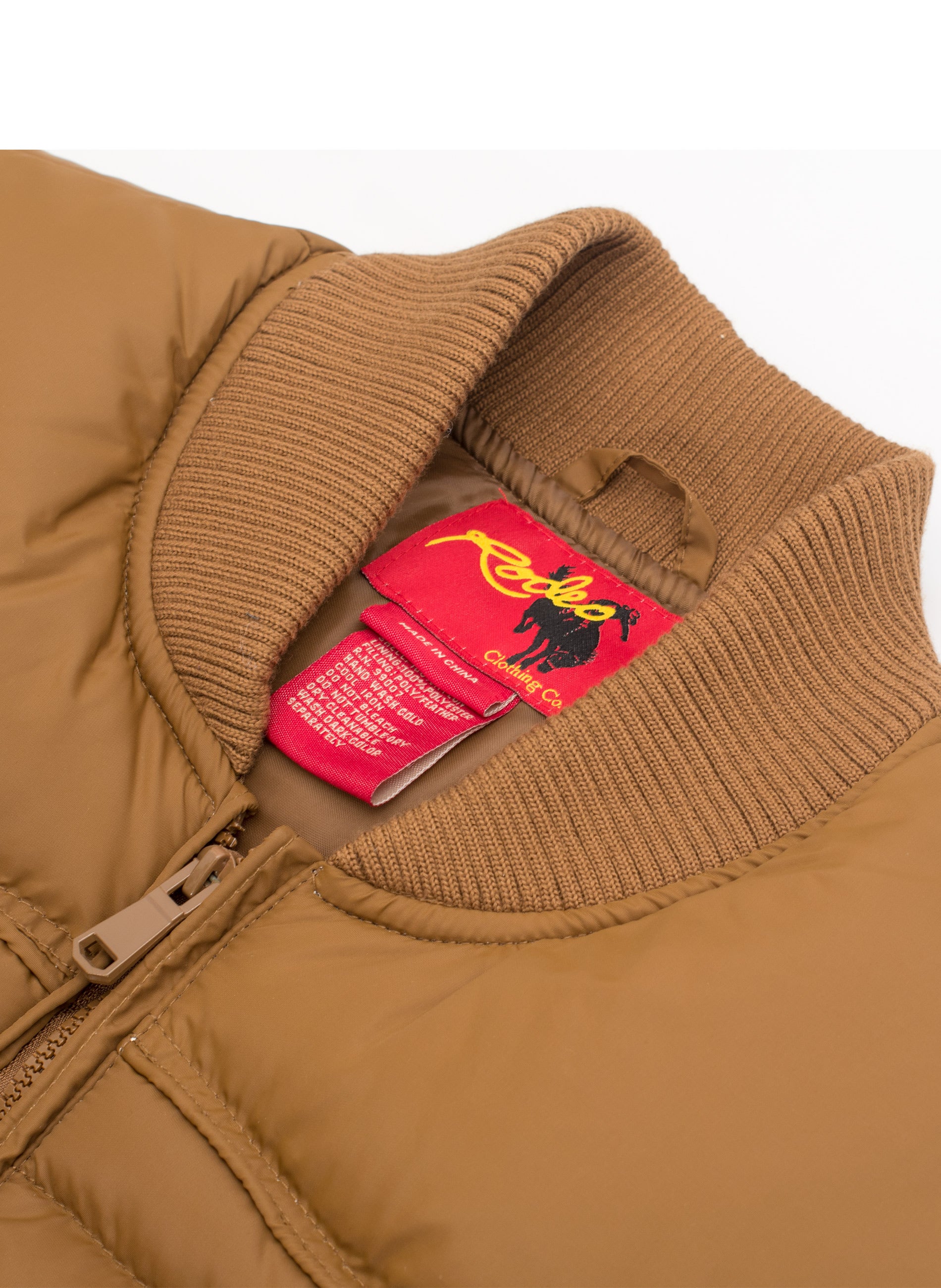 Men's Nylon Quilted Puffer Jacket with Embroidery-NJ629/EMB-Cognac - Rodeo Clothing wholesale 