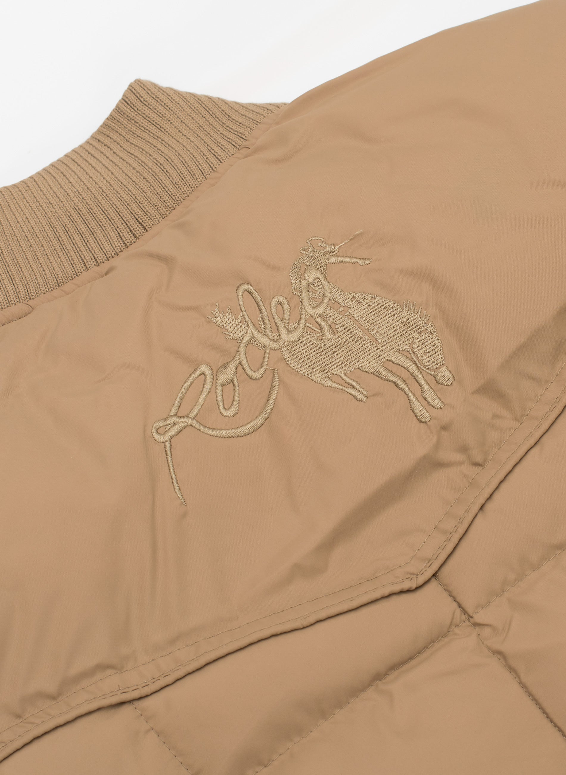 Men's Nylon Quilted Puffer Jacket with Embroidery-NJ629/EMB-Khaki - Rodeo Clothing wholesale 