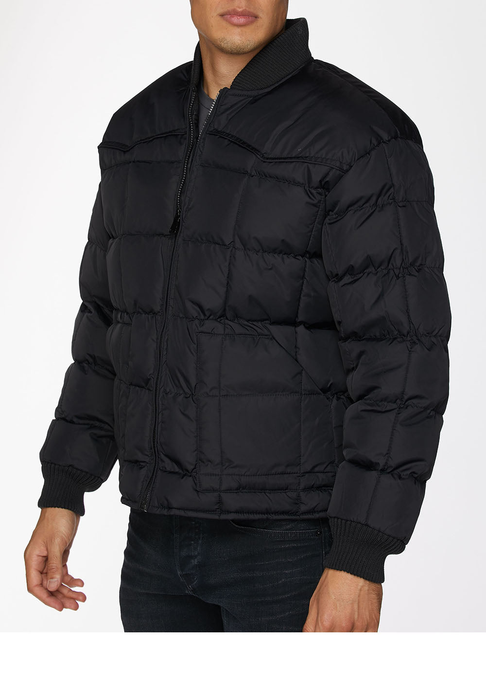 Men s Nylon Quilted Puffer Jacket NJ629 Black