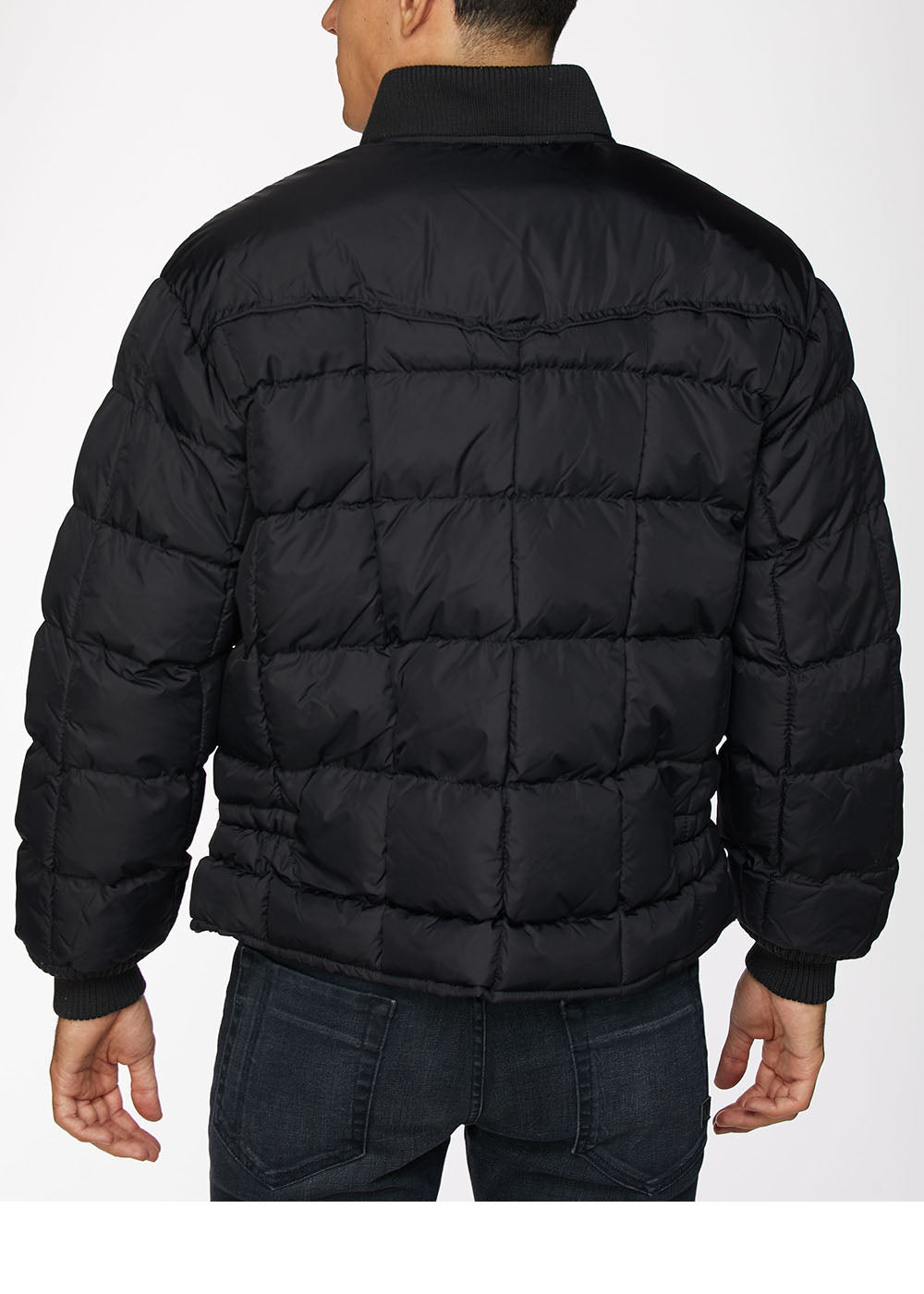 Men's Nylon Quilted Puffer Jacket-NJ629-Black