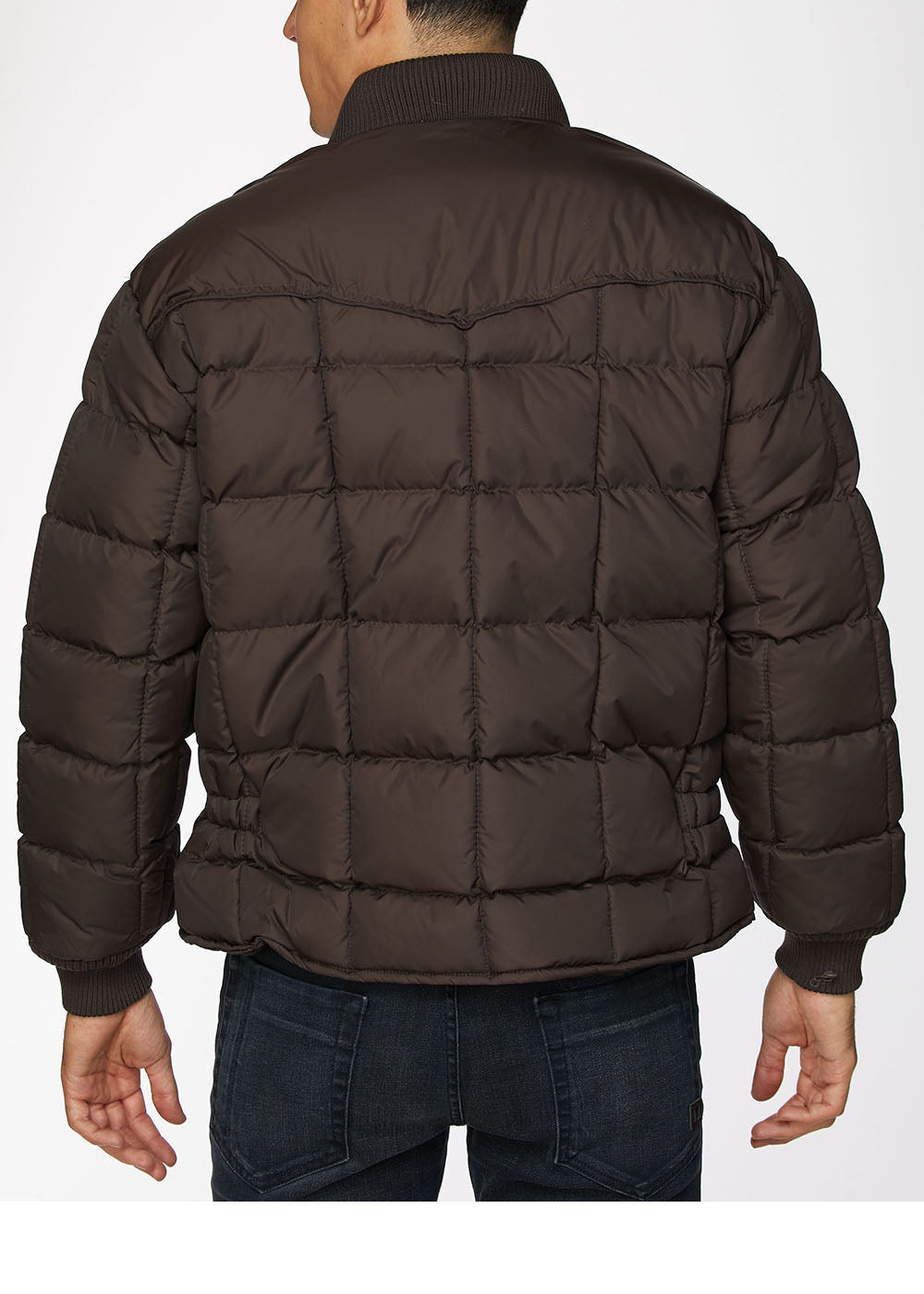 Men's Nylon Quilted Puffer Jacket-NJ629-Brown - Rodeo Clothing wholesale 