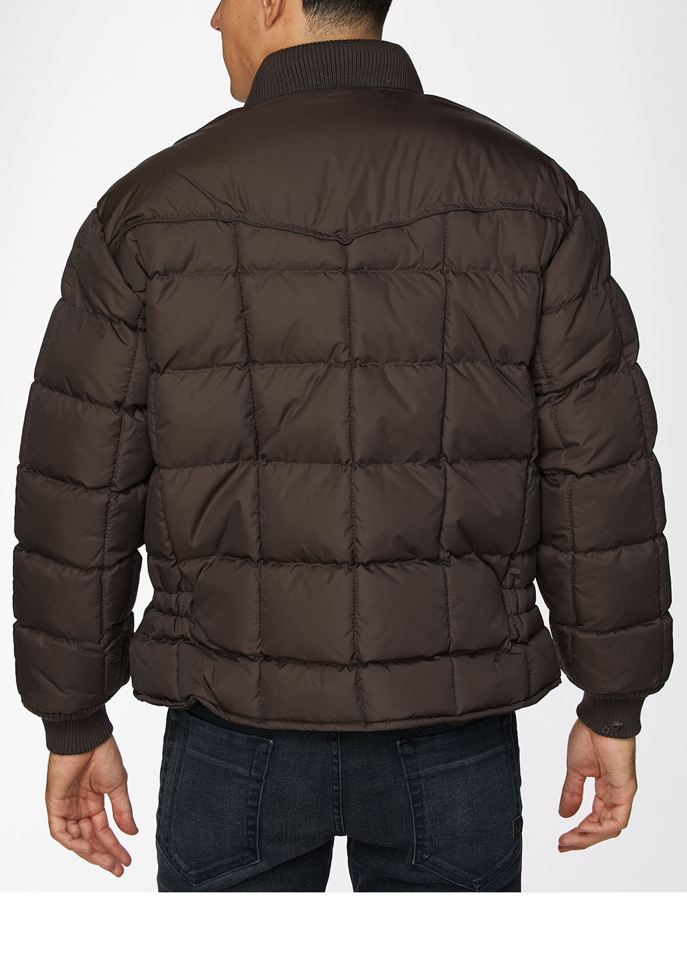Men's Nylon Quilted Puffer Jacket -NJ629-Brown