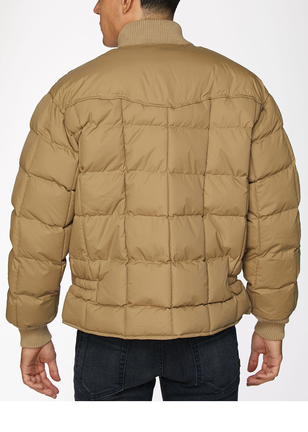 Men's Nylon Quilted Puffer Jacket-NJ629-Khaki - Rodeo Clothing wholesale 