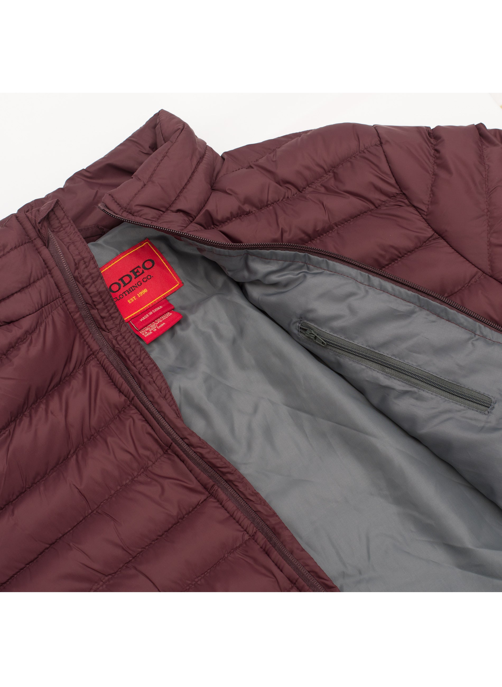 Men's Nylon Quilted Puffer Jacket-NJ640-Burgundy - Rodeo Clothing wholesale 