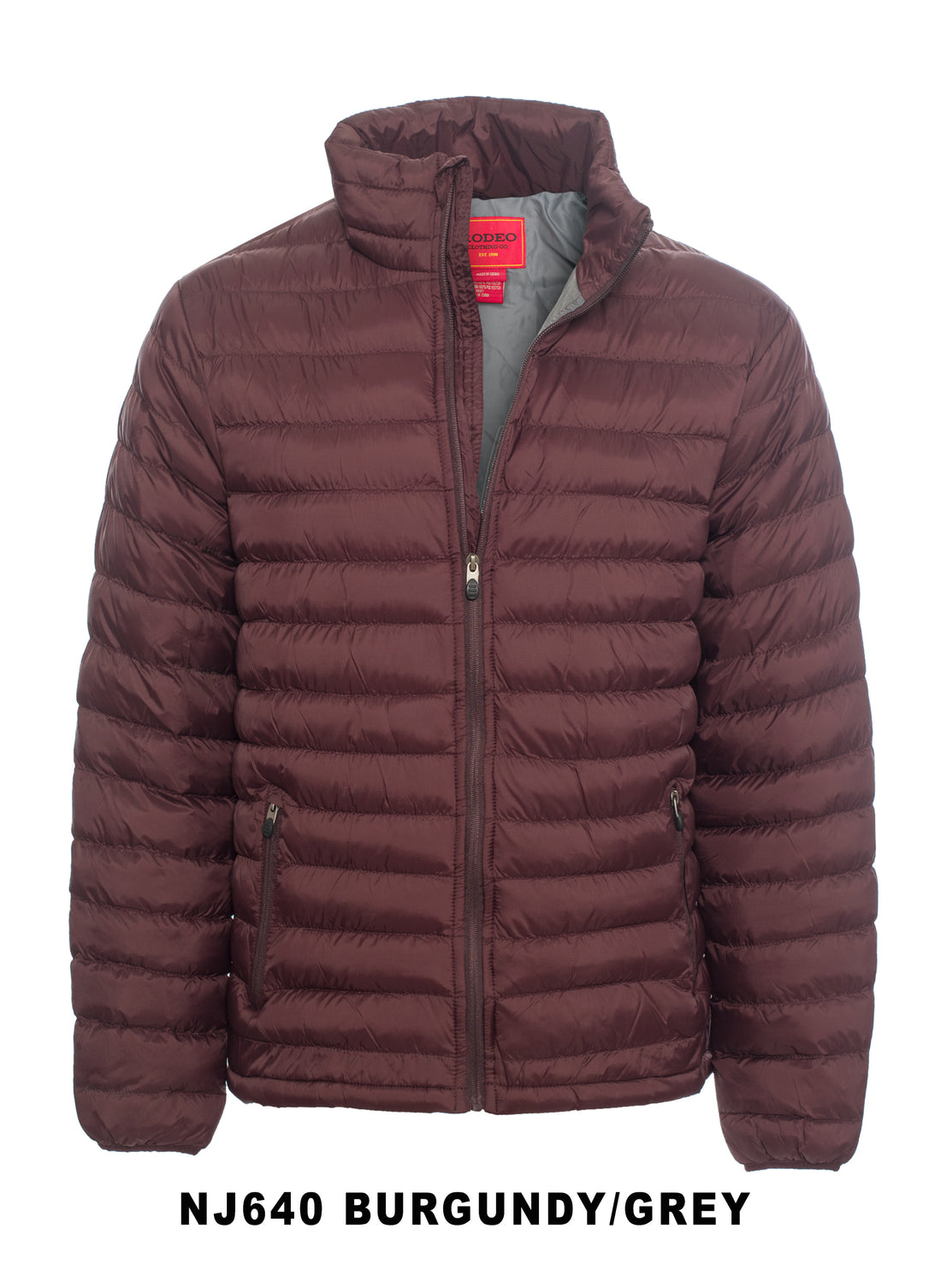 Men's Nylon Quilted Puffer Jacket-NJ640-Burgundy - Rodeo Clothing wholesale 