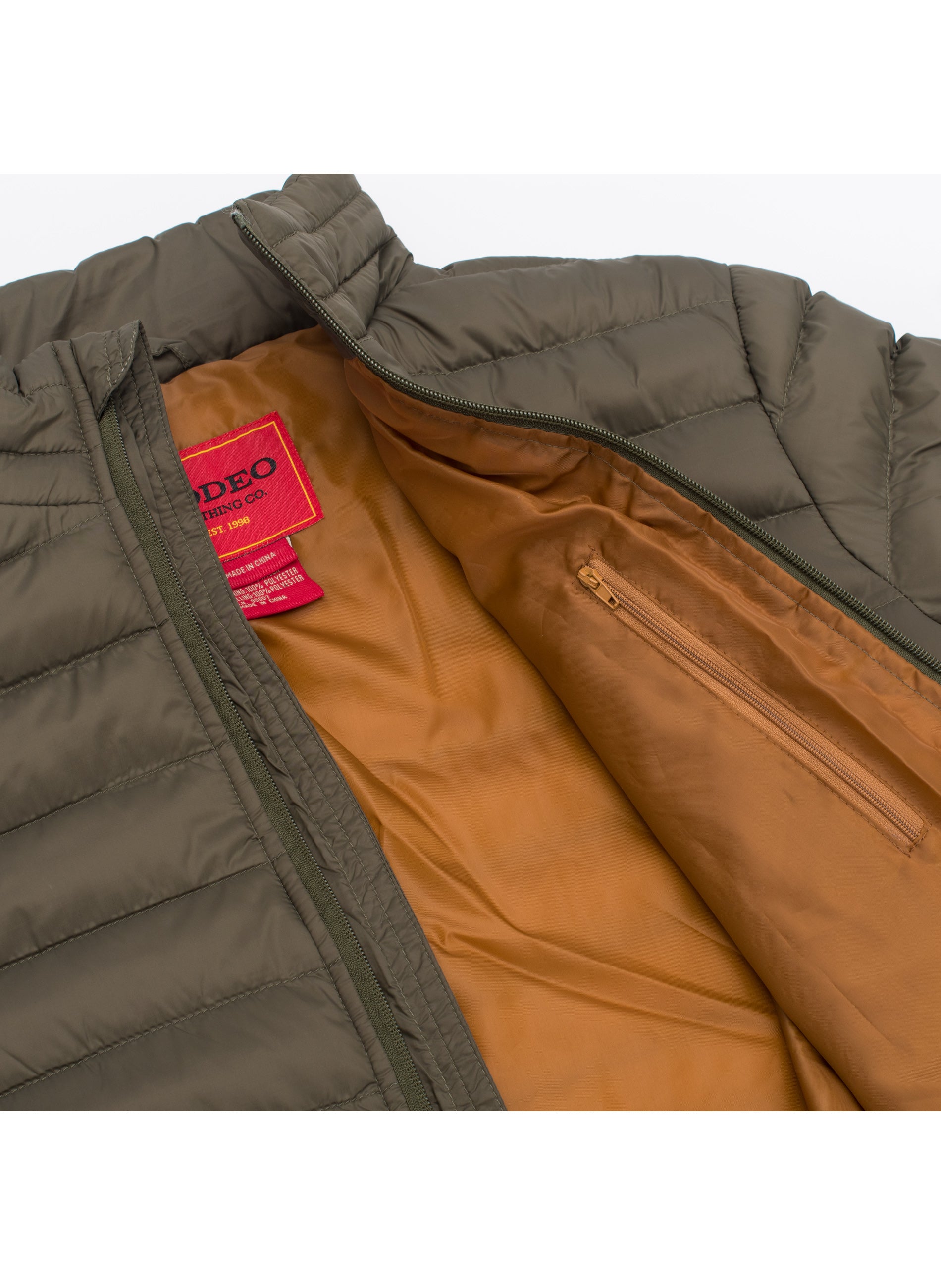 Men's Nylon Quilted Puffer Jacket-NJ640-Olive - Rodeo Clothing wholesale 