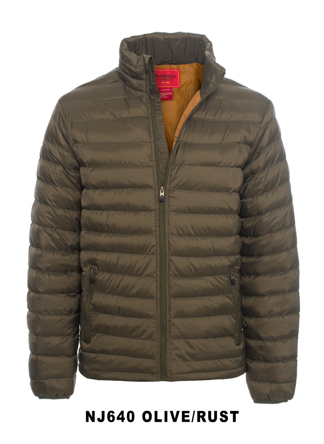 Men's Nylon Quilted Puffer Jacket-NJ640-Olive - Rodeo Clothing wholesale 