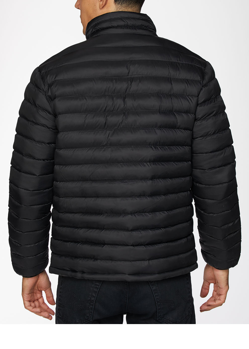 Men's Nylon Quilted Puffer Jacket-NJ640-Black - Rodeo Clothing wholesale 