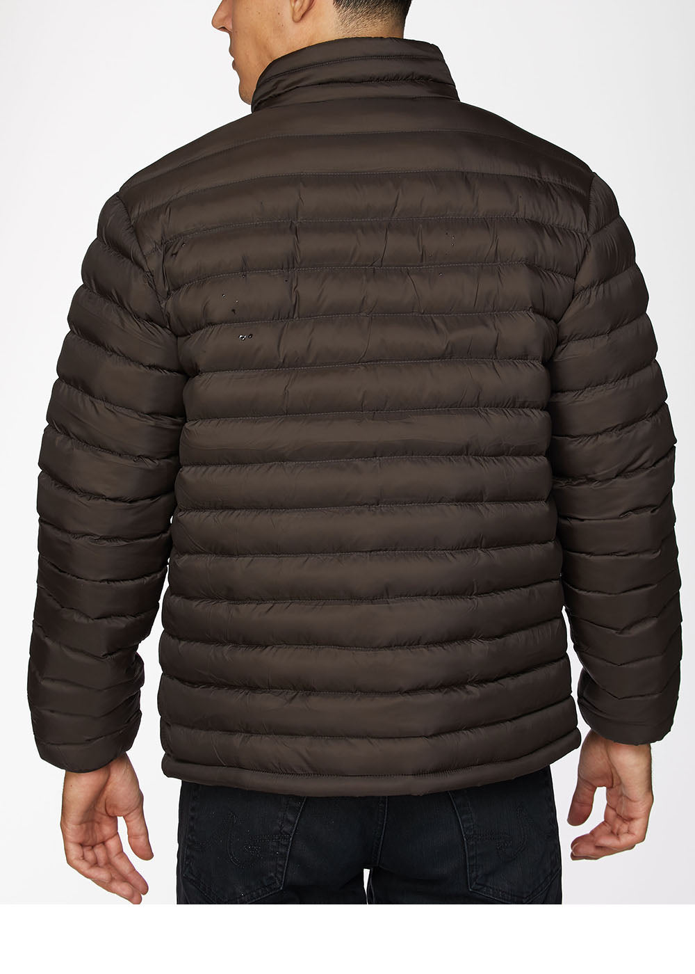 Men's Nylon Quilted Puffer Jacket-NJ640-Brown - Rodeo Clothing wholesale 