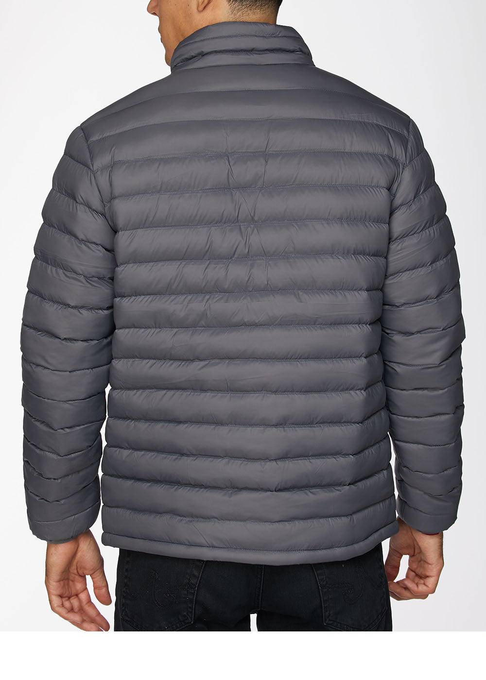 Men's Nylon Quilted Puffer Jacket-NJ640-Charcoal - Rodeo Clothing wholesale 