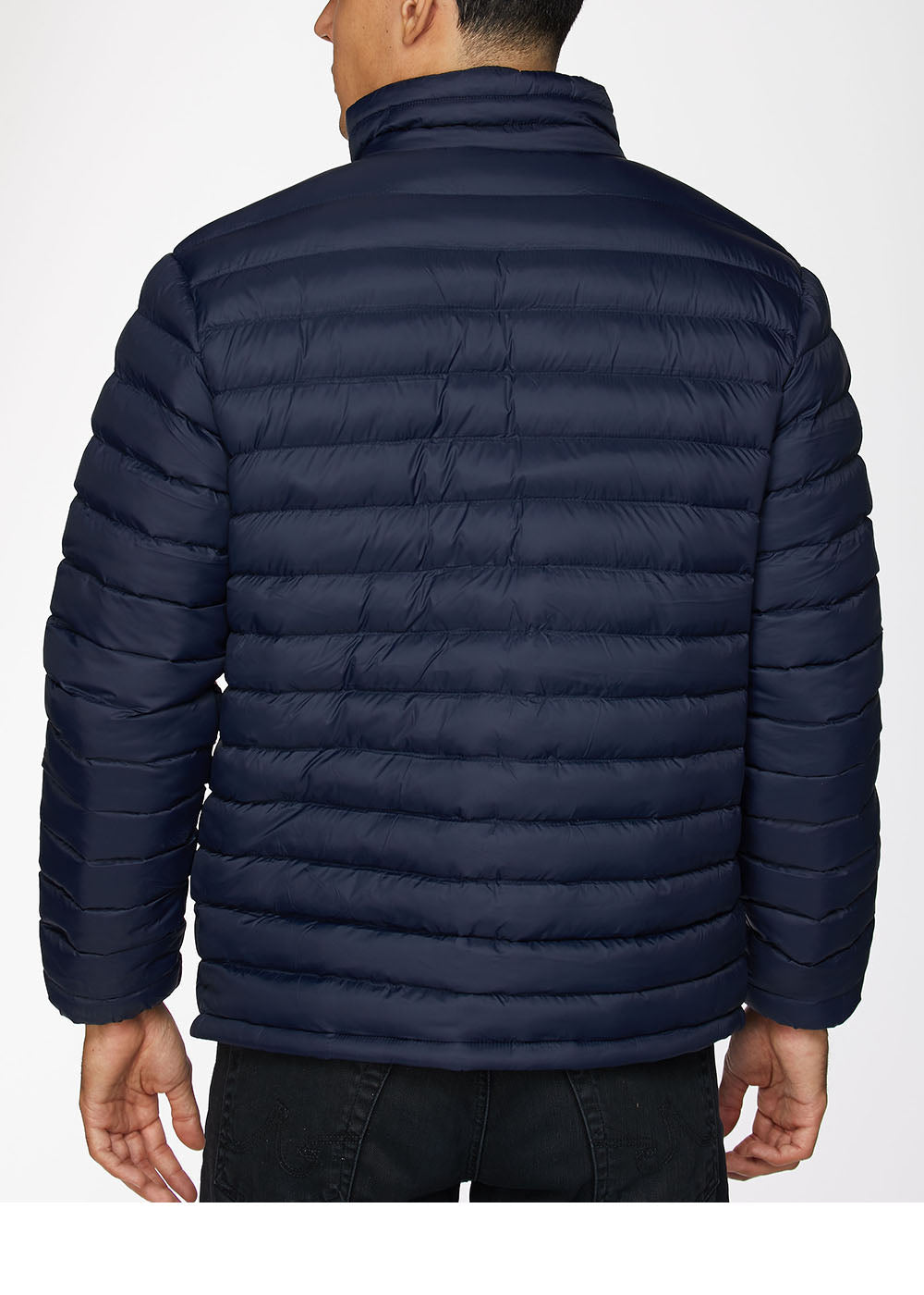 Men's Nylon Quilted Puffer Jacket-NJ640-Navy - Rodeo Clothing wholesale 