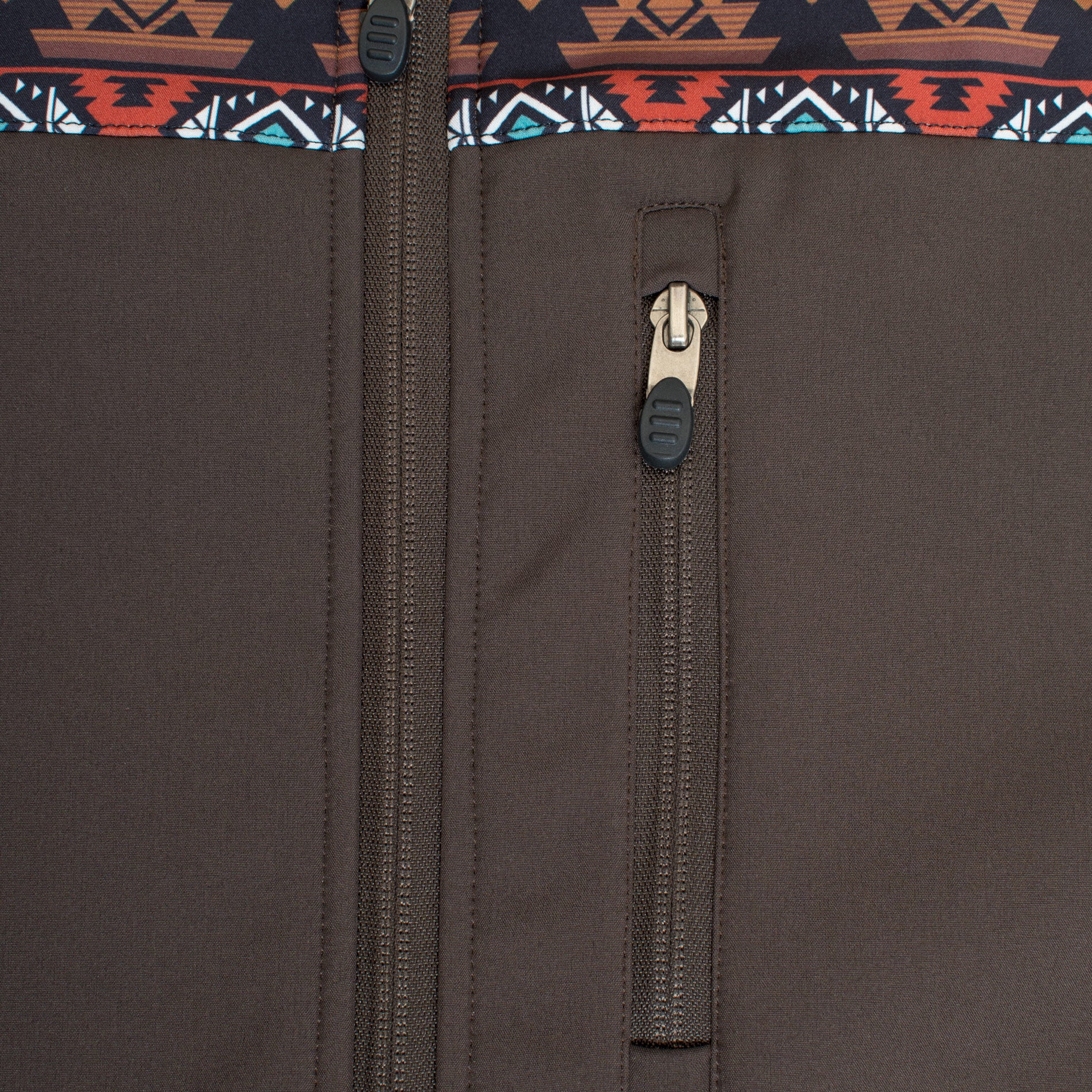 Men's Soft Shell Bonded Jacket With Western Aztec Print-NJ650EMB-AZ-BROWN-RUST - Rodeo Clothing wholesale 