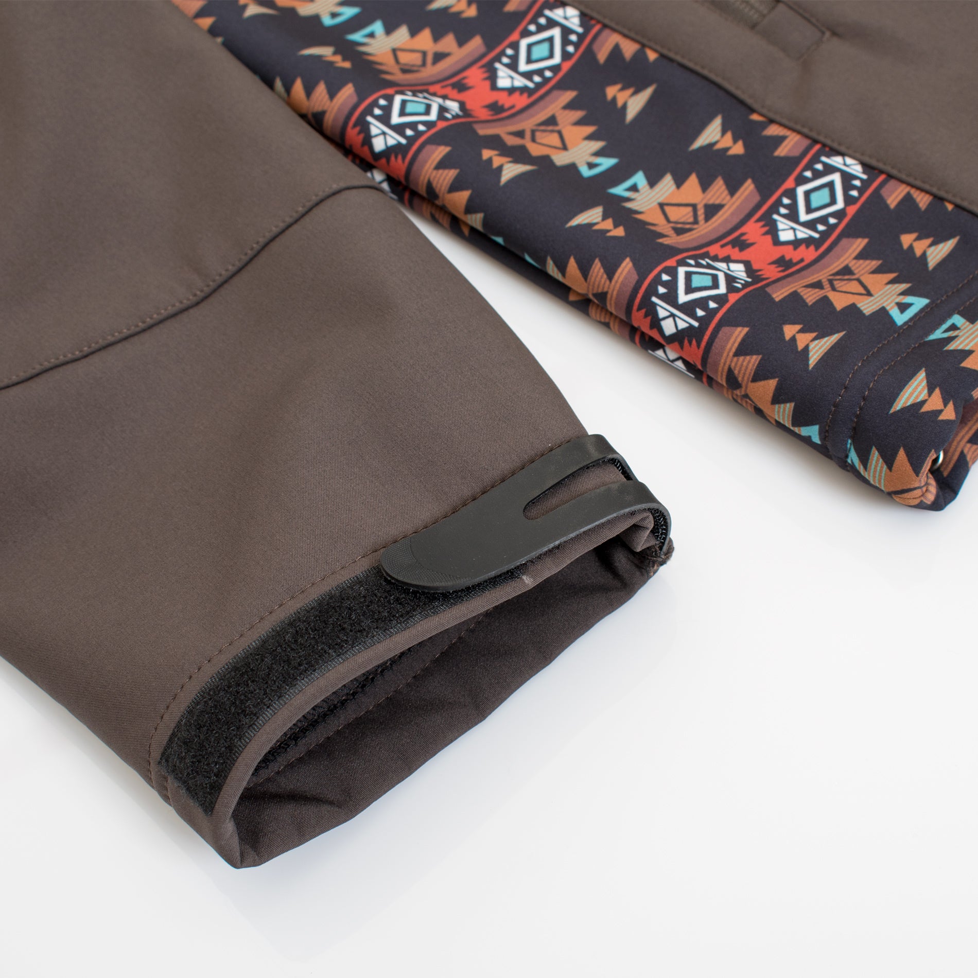 Men's Soft Shell Bonded Jacket With Western Aztec Print -NJ650EMB-AZ-BROWN-RUST