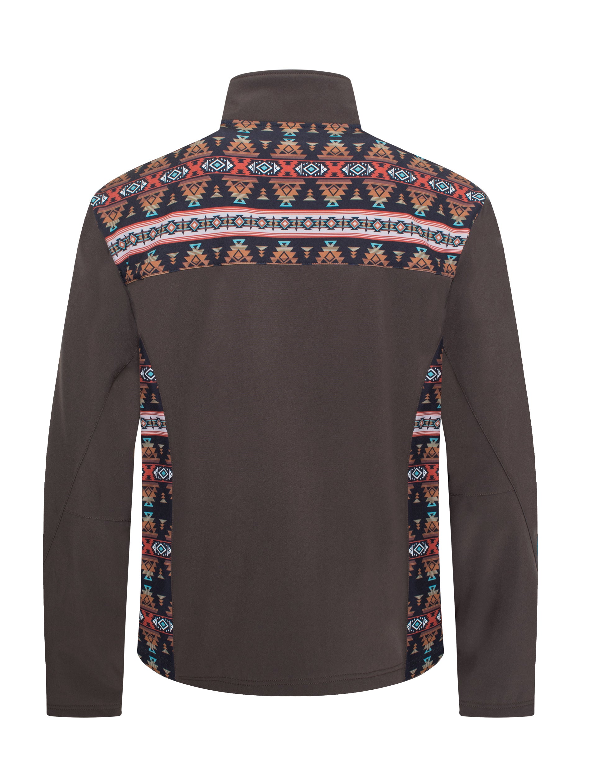 Men's Soft Shell Bonded Jacket With Western Aztec Print-NJ650EMB-AZ-BROWN-RUST - Rodeo Clothing wholesale 