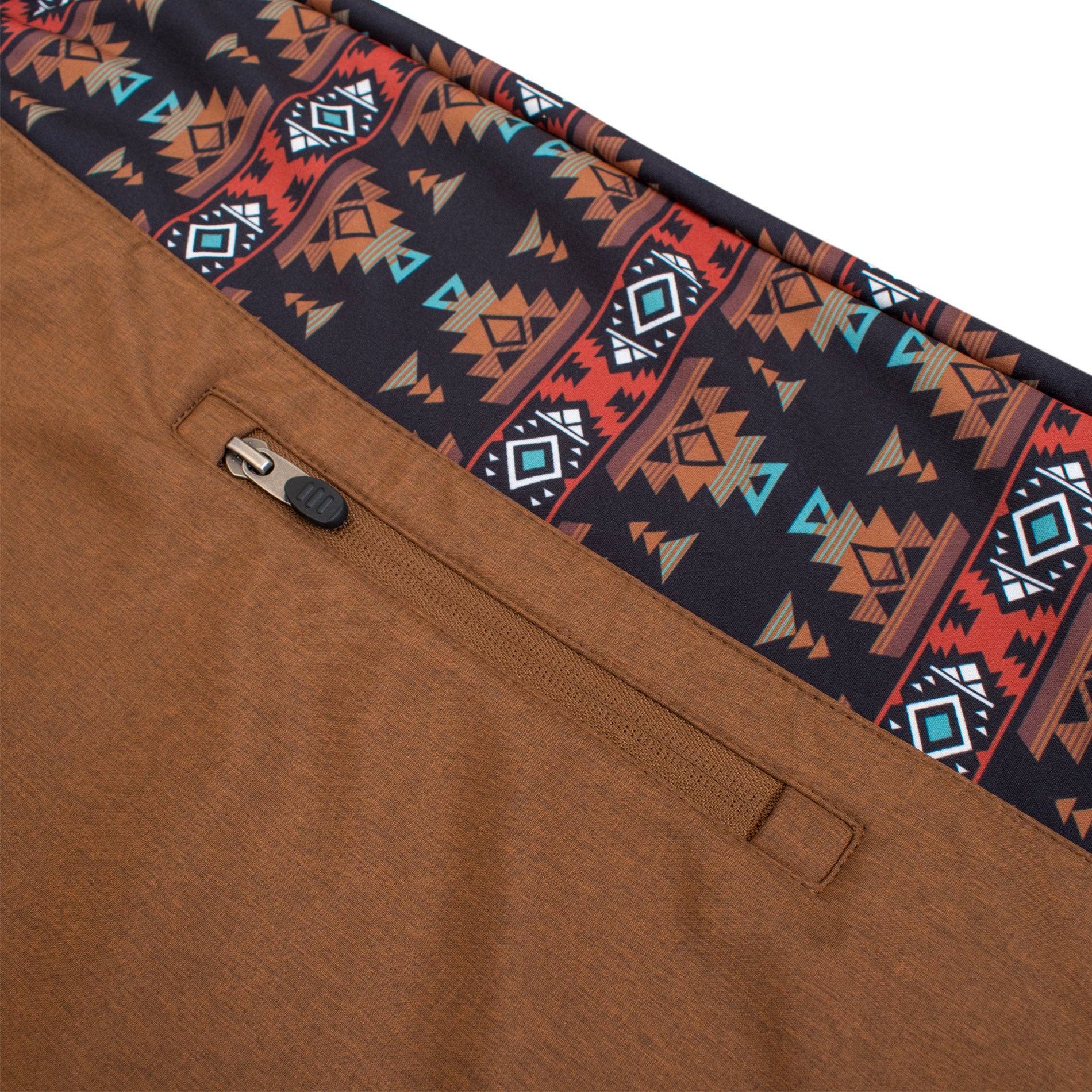 Men's Soft Shell Bonded Jacket With Western Aztec Print -NJ650EMB-AZ-COGNAC-RUST